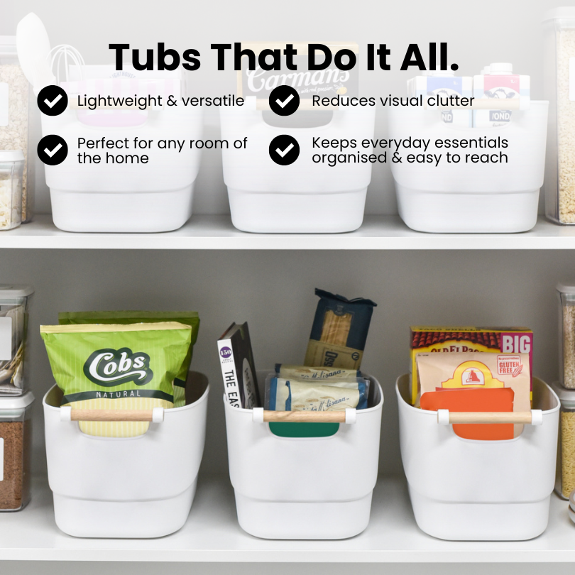 Storage Tub w/ Wooden Handle - 6 Set Large