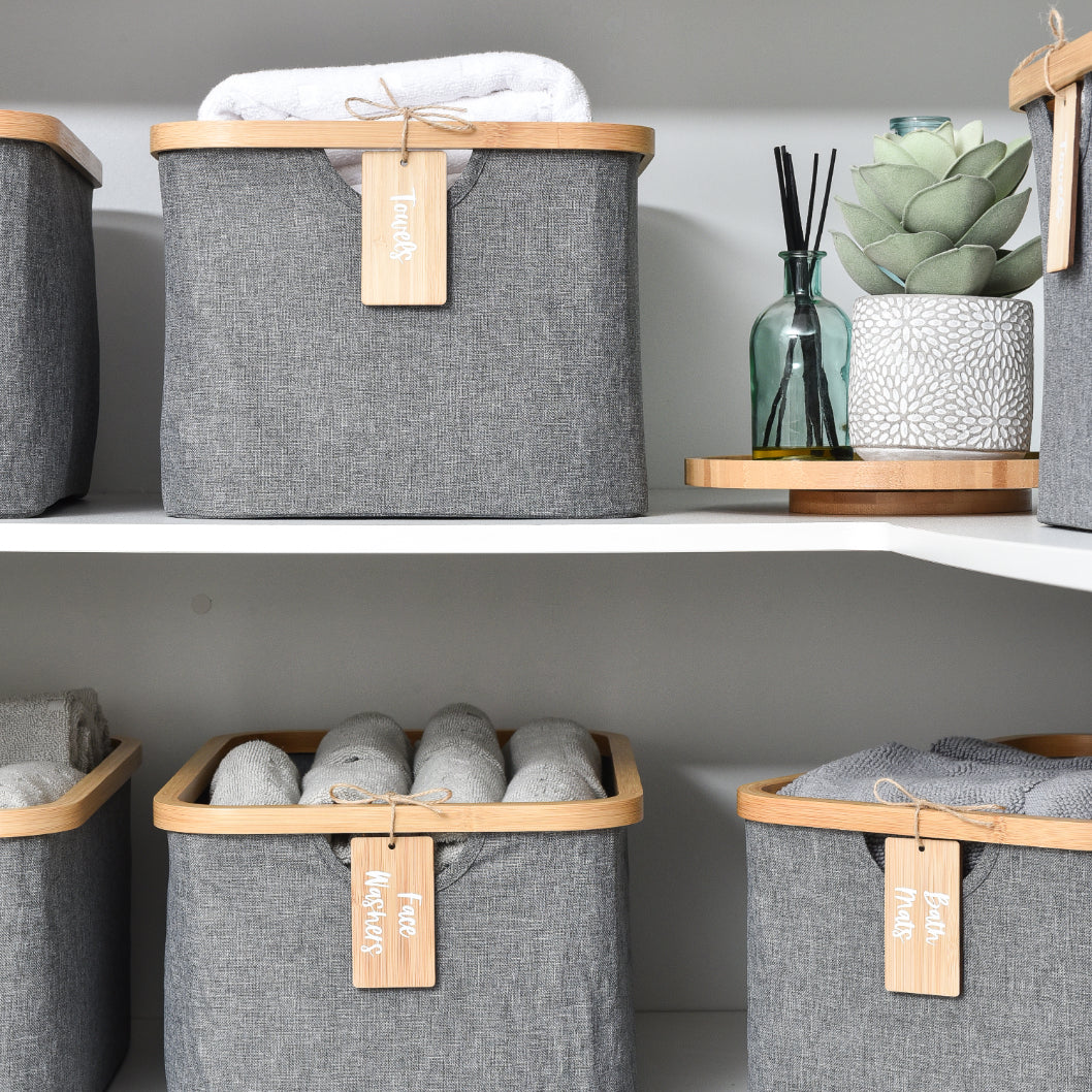 Linen Storage Basket - 8 Set Dark Grey