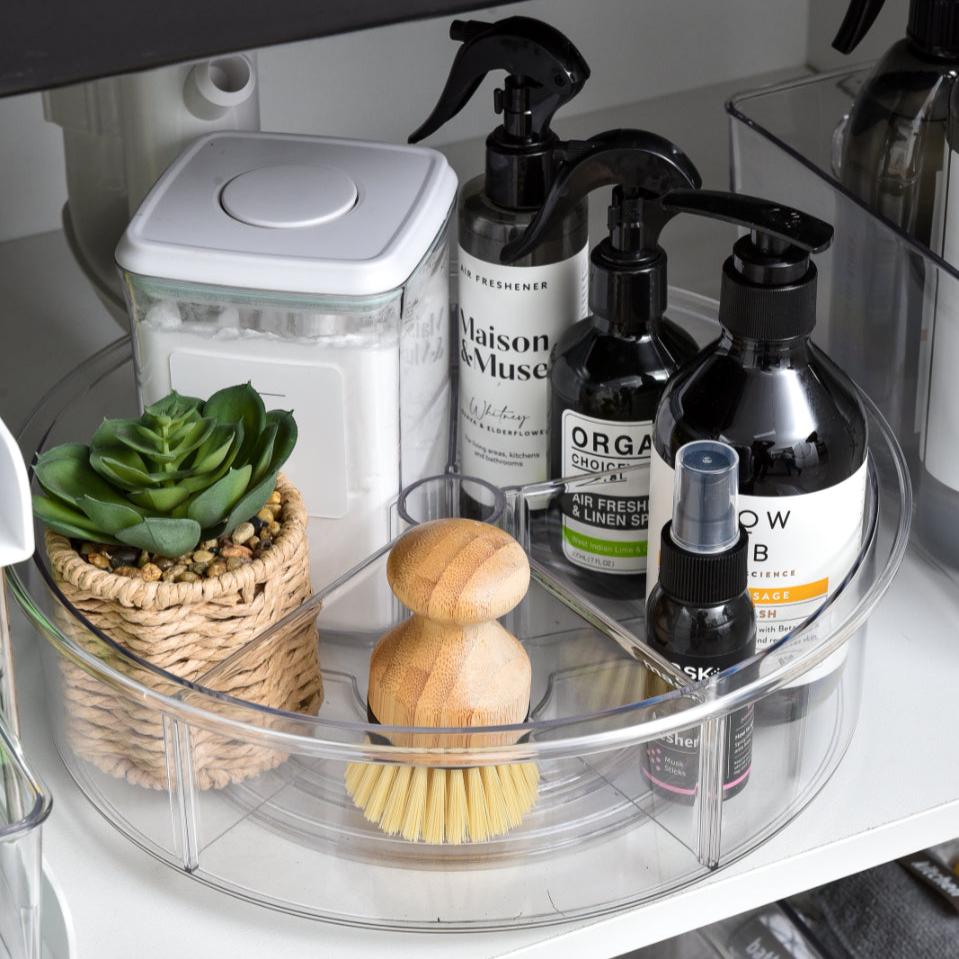 Clear Turntable / Lazy Susan with Dividers