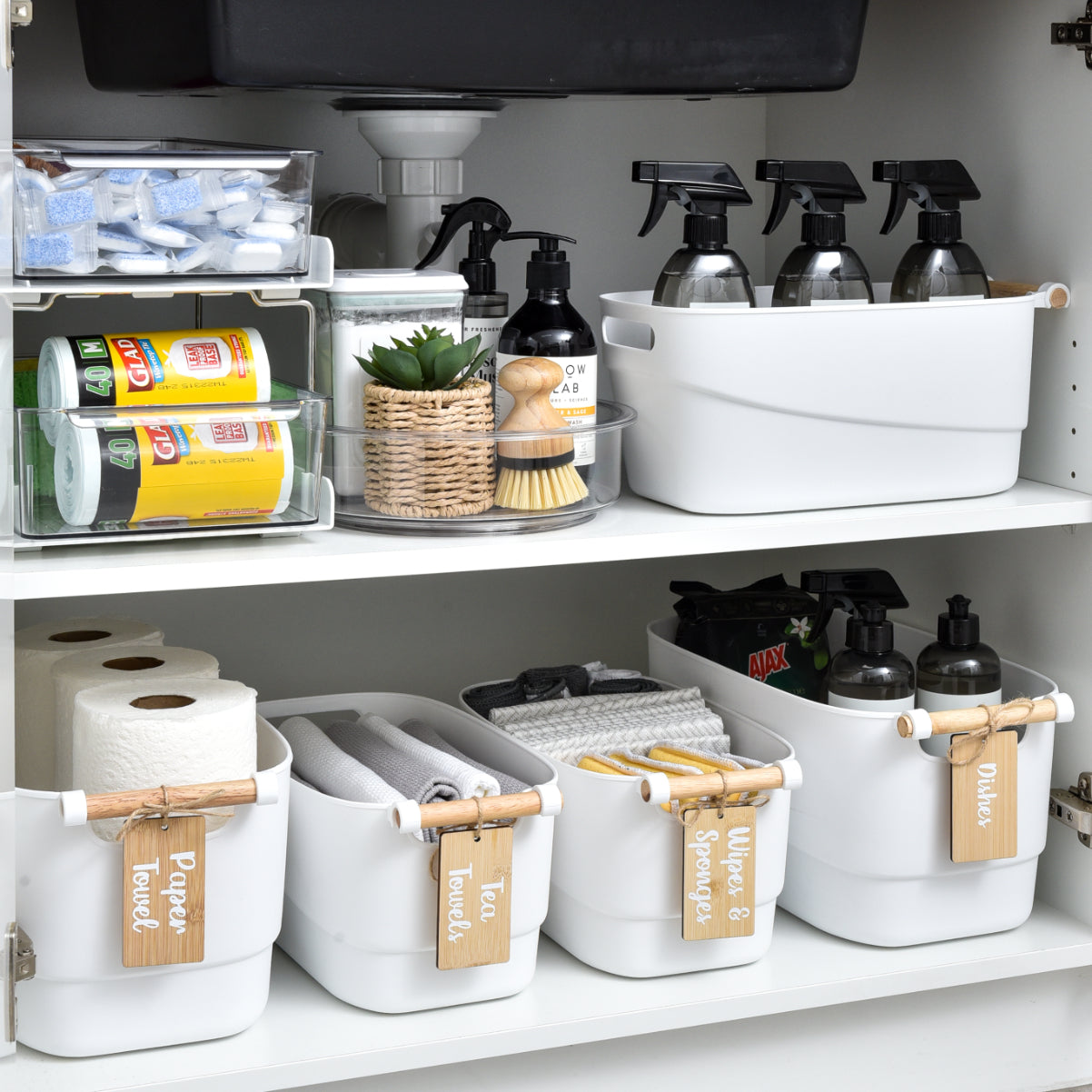 Storage Tub w/ Wooden Handle - Large