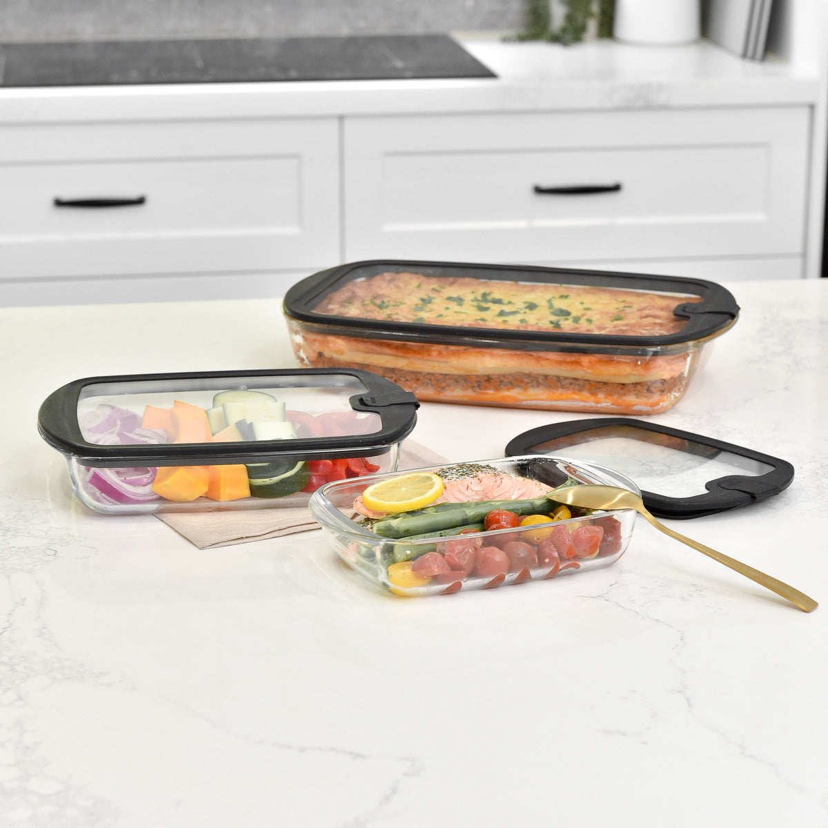 Glass Baking Dish - 3 Set - Black