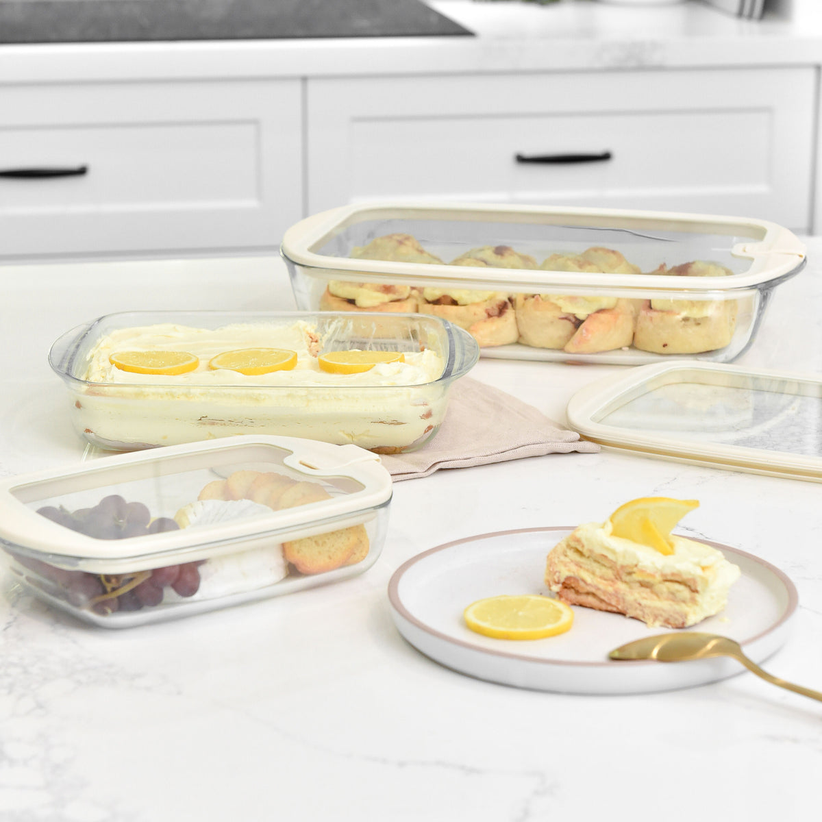 Glass Baking Dish - Large - Cream