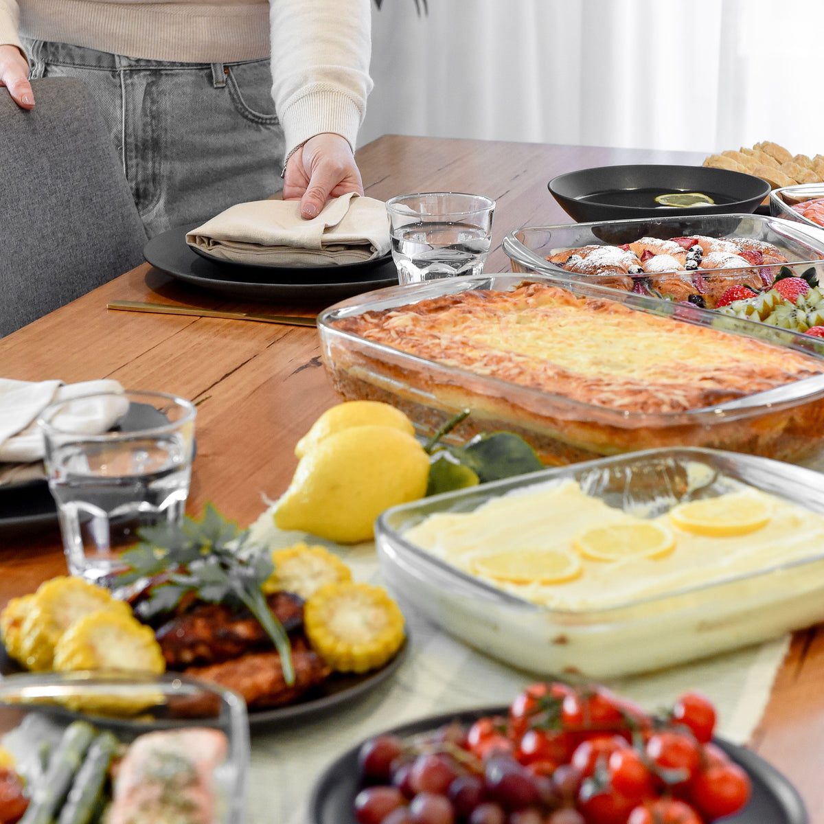 Glass Baking Dish - 3 Set - Cream