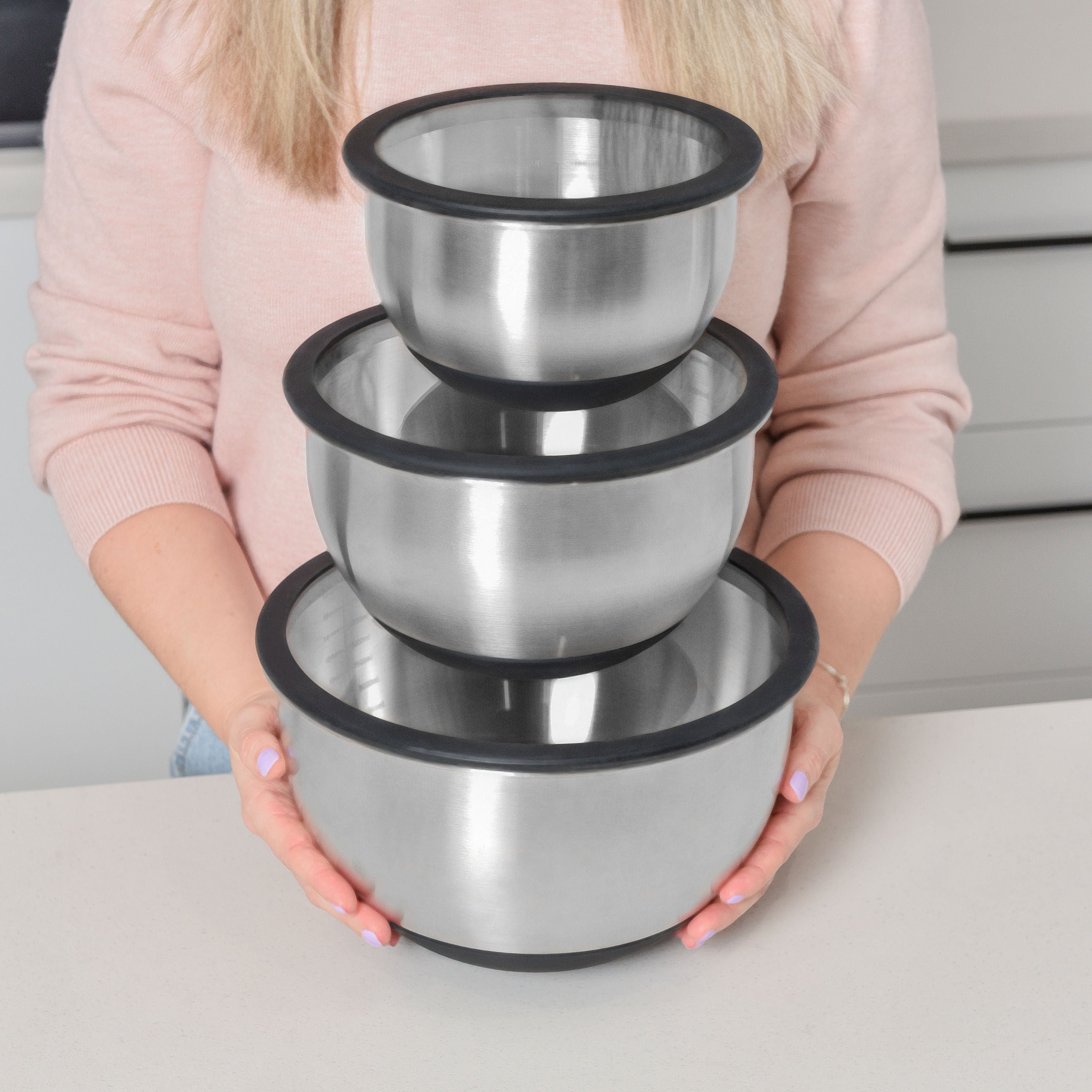 Stainless Steel Mixing Bowl Set - Black