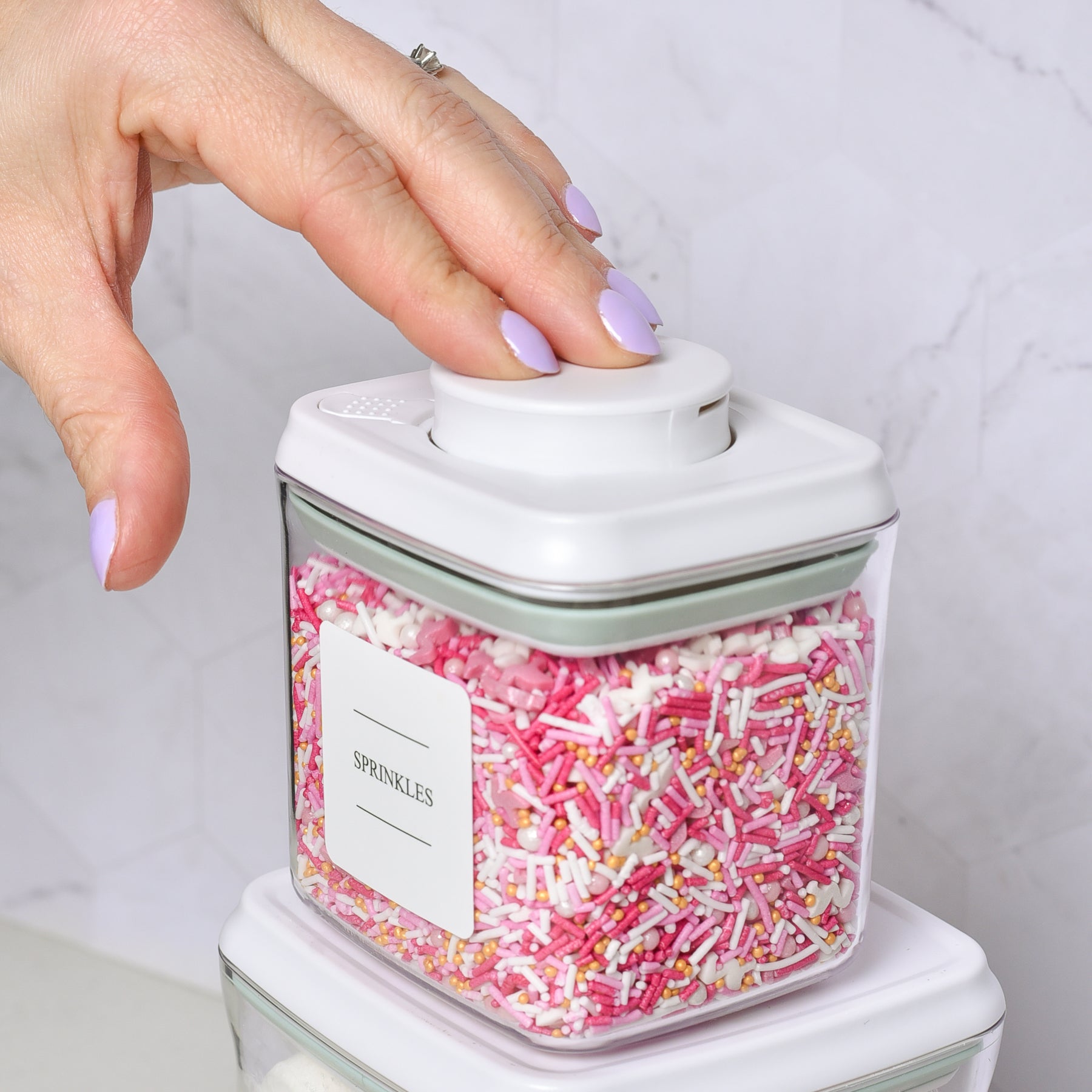 Push Top Spice Container 320ml - White Lid