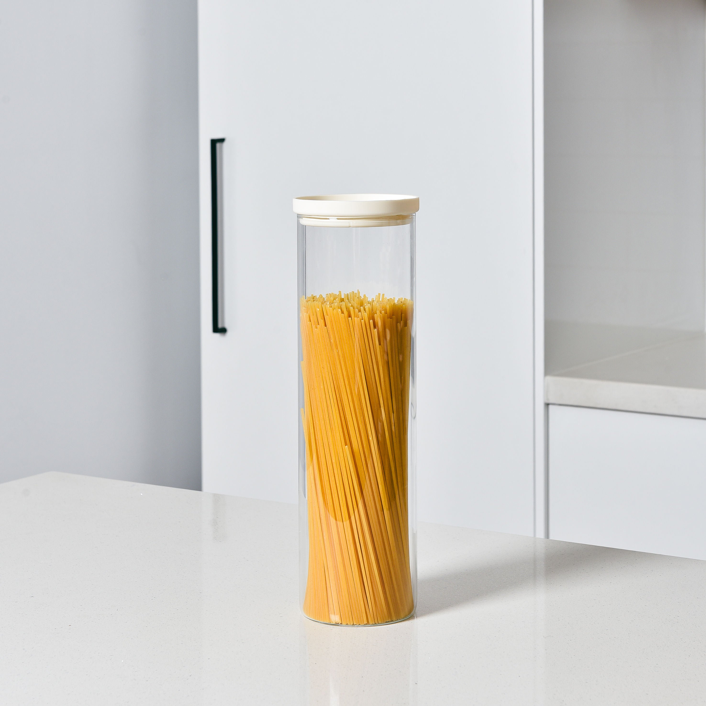 Glass Pantry Storage Jars - Cream - 7 Set Round