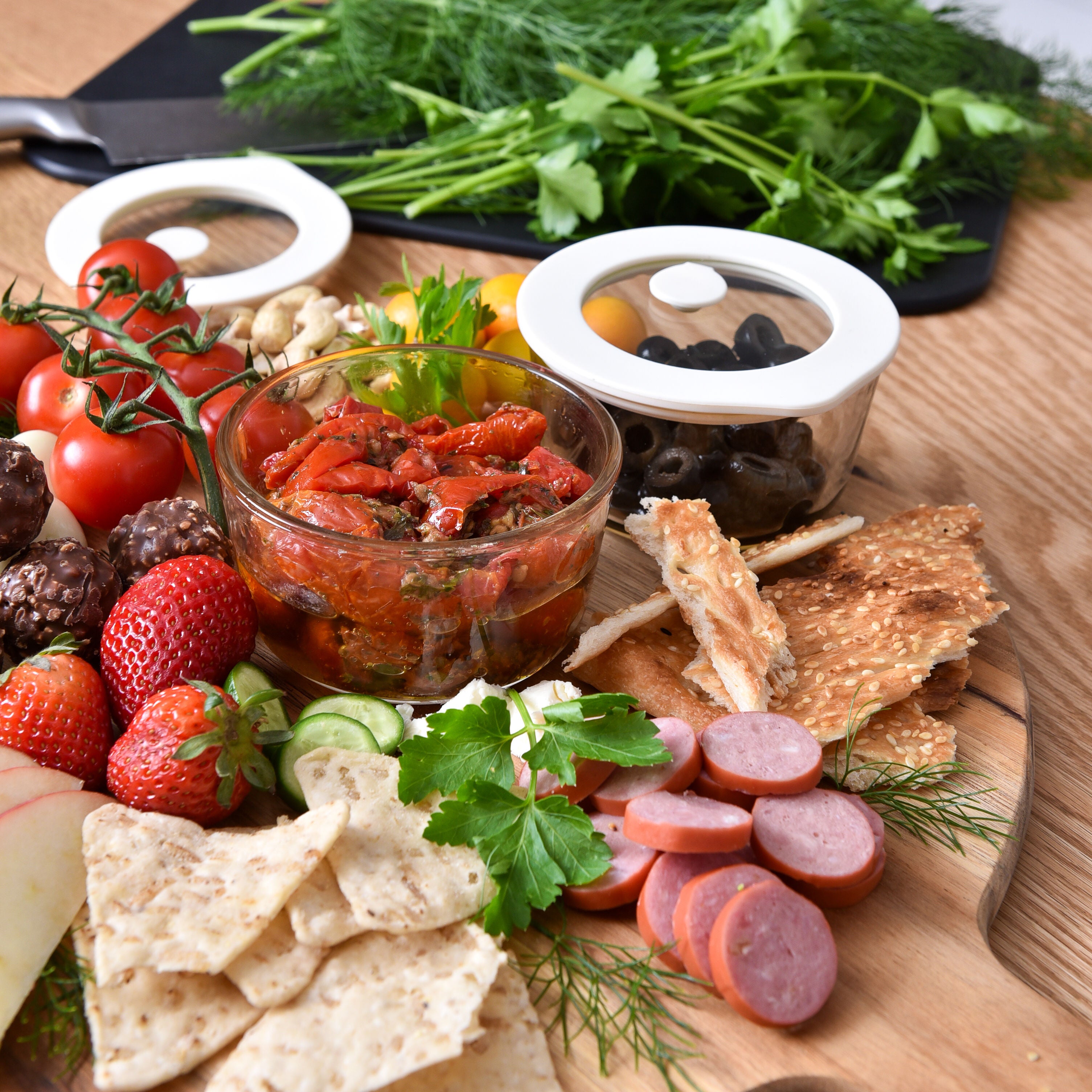 Glass Food Storage Containers - Cream - 472ml 6 Set Round