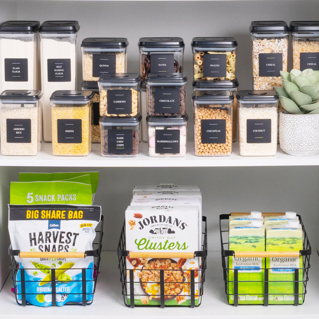Push Top Pantry Container 1.5L - Black Lid