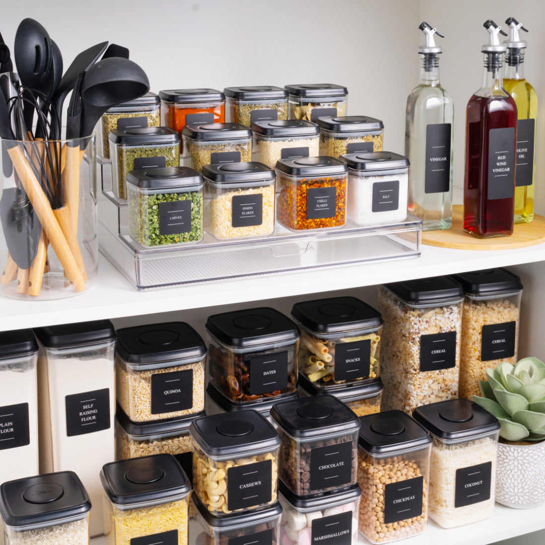 Push Top Spice Container Set - Black Lid