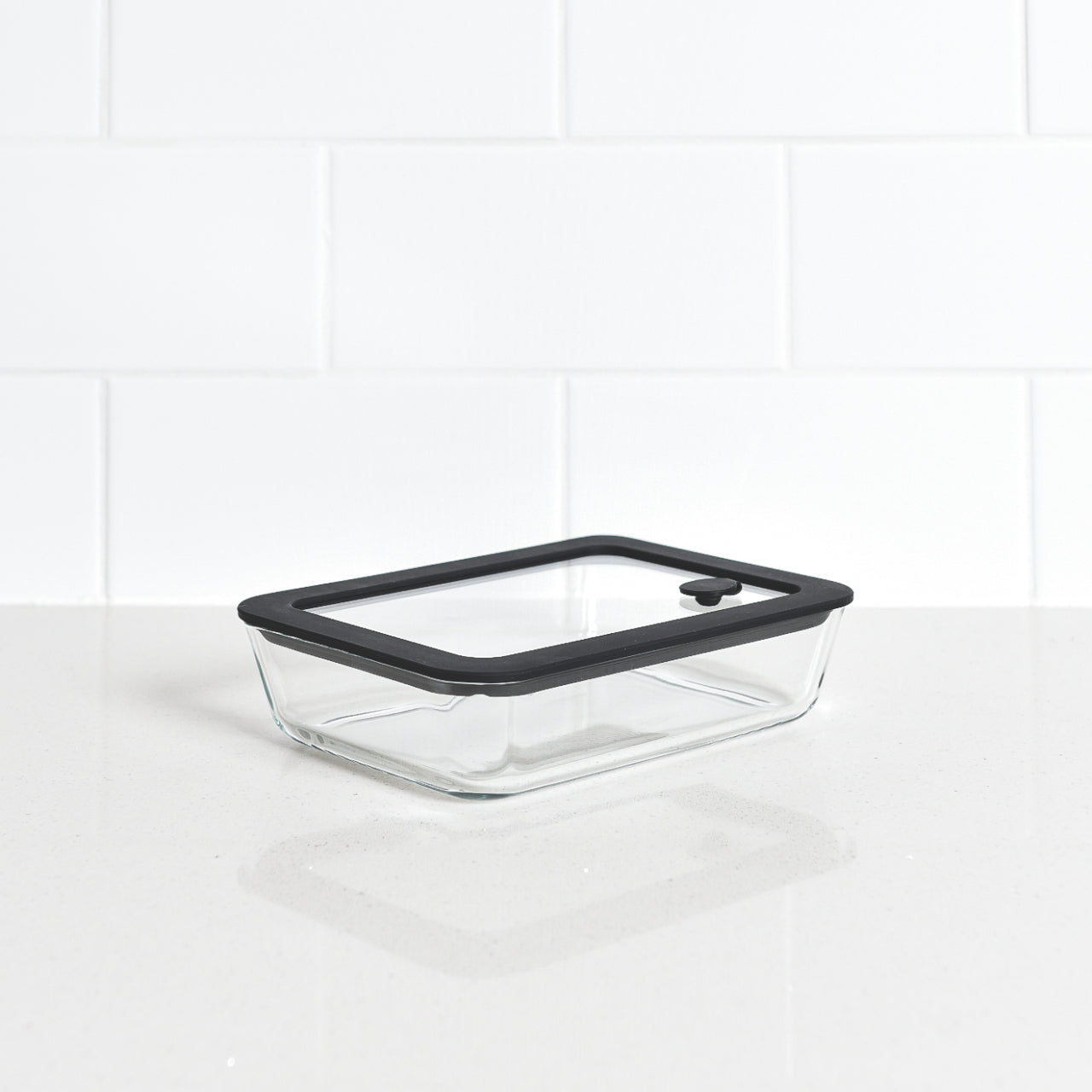 Glass Food Storage Container 700ml - Rectangle - Black