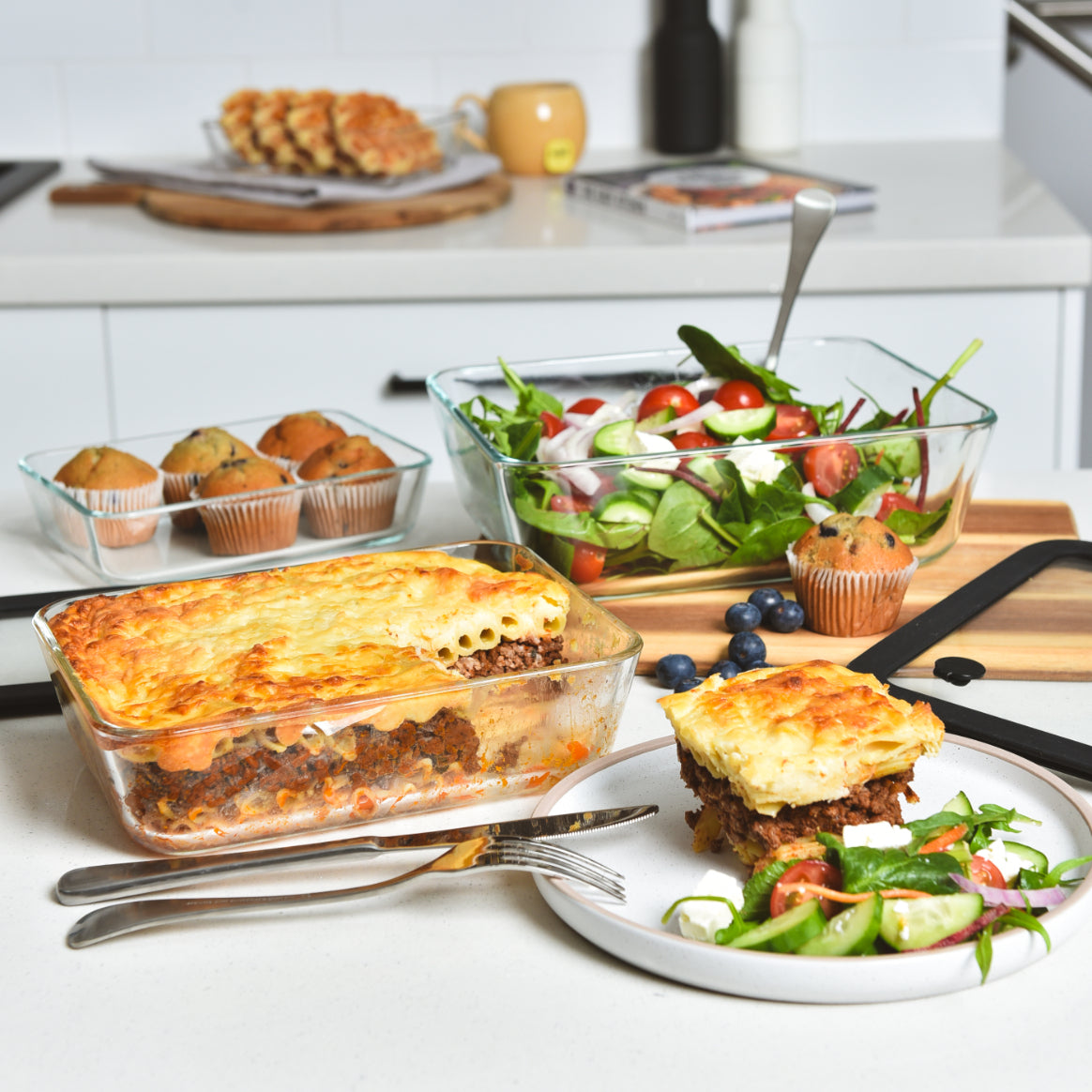 Meal Prep Glass Food Container - 10 Set Rectangle - Black