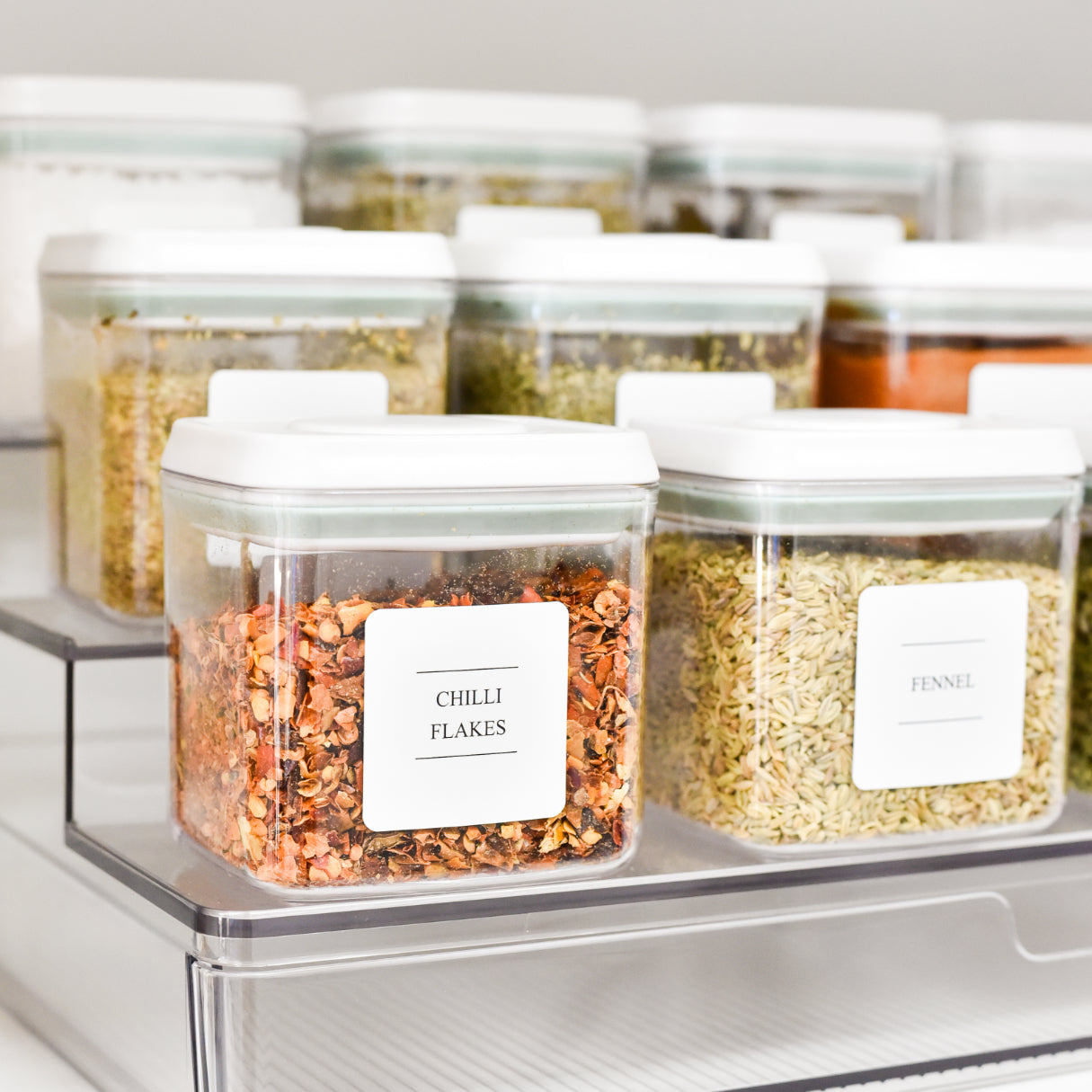 Push Top Spice Container 12 Set - White Lid