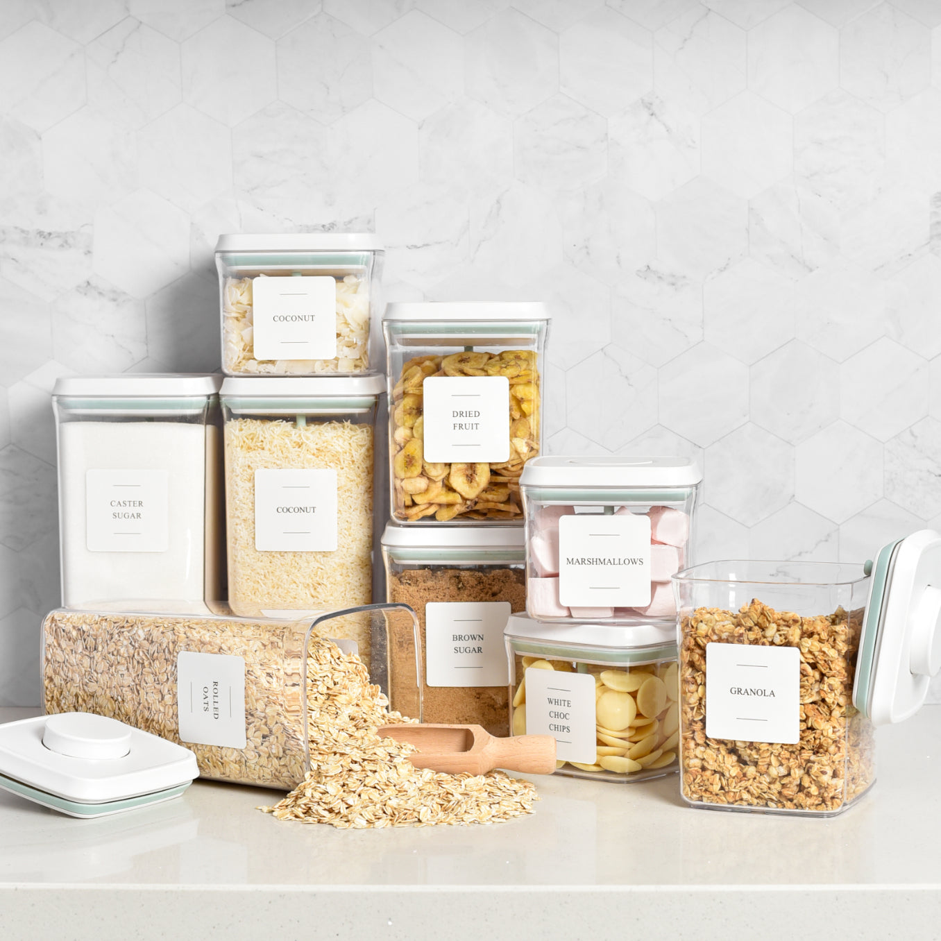 Push Top Pantry Container 850ml - White Lid