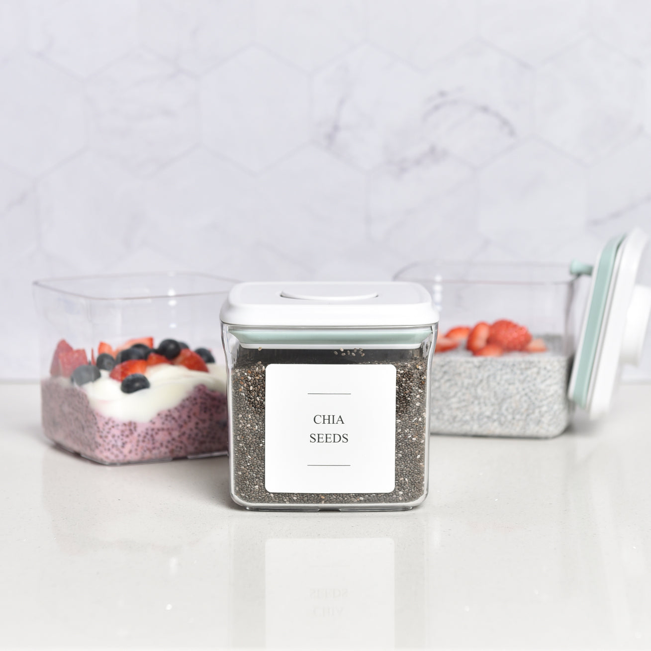 Push Top Pantry Container 500ml - White Lid