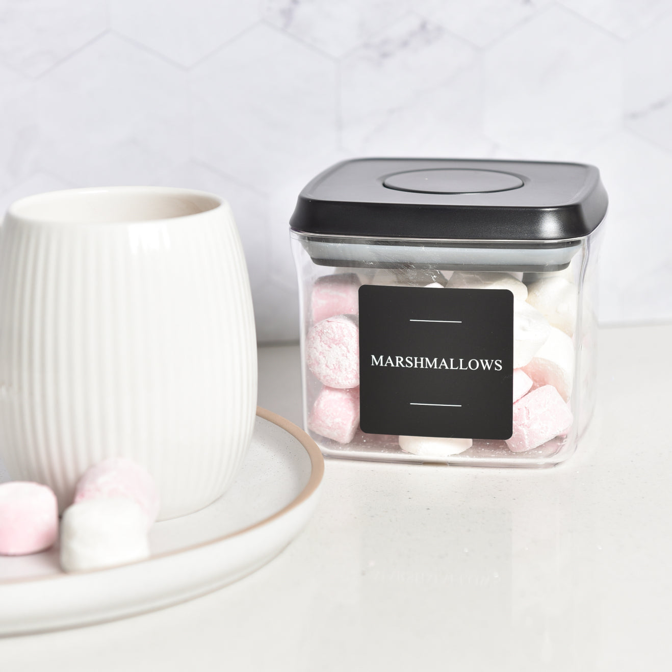 850ml Push Top Pantry Storage Container Black Lid Blissful Little Home