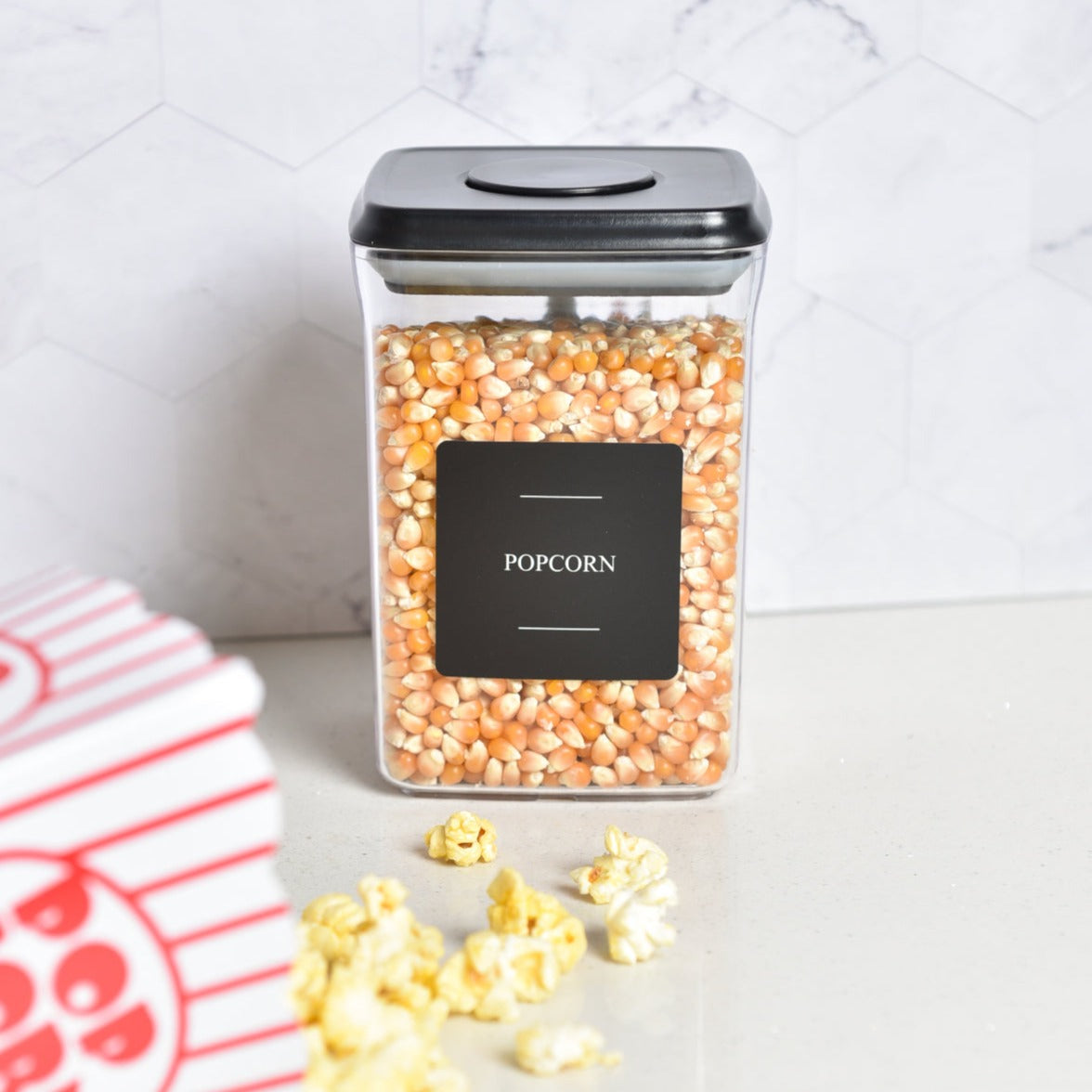 Push Top Pantry Container 900ml - Black Lid