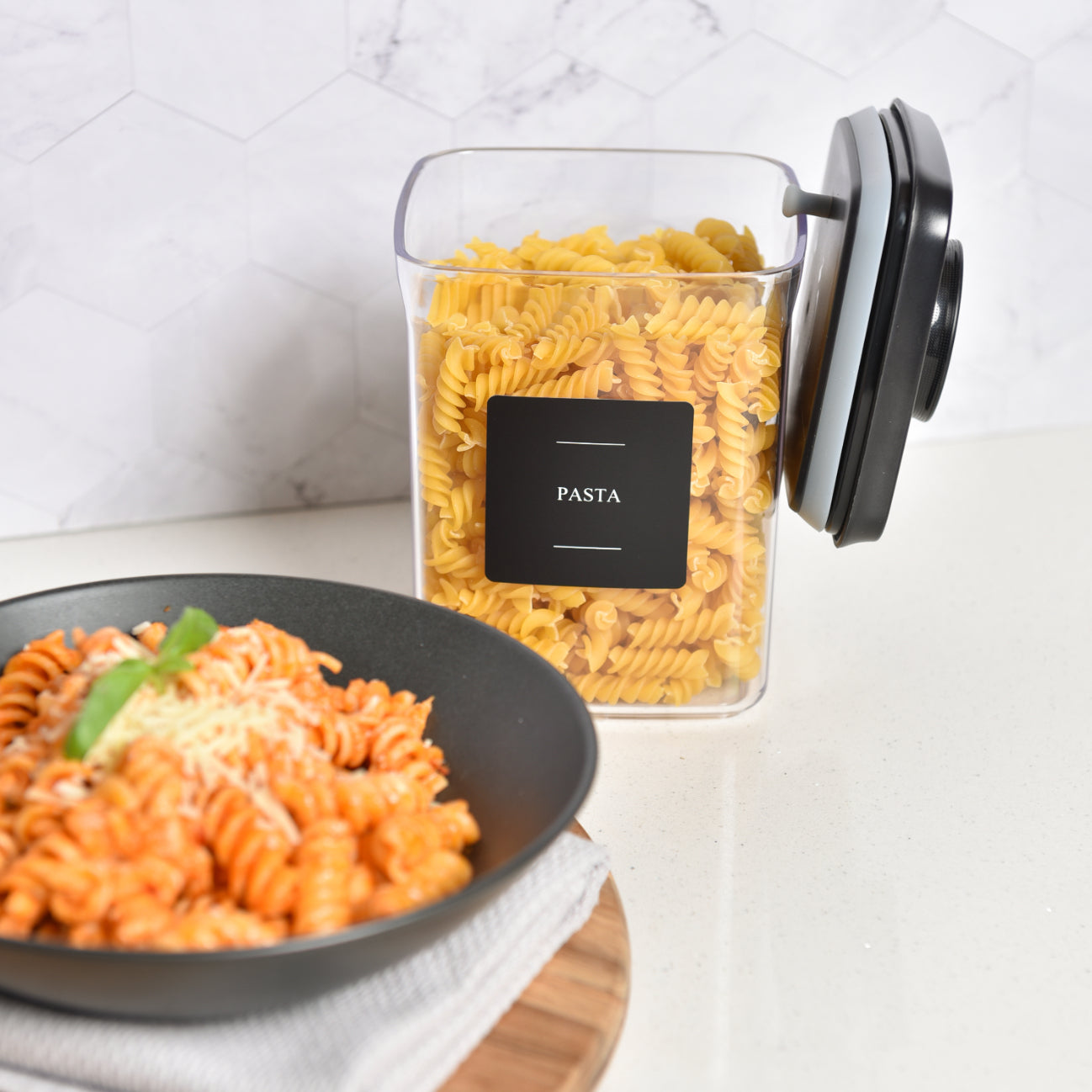 Push Top Pantry Container 15 Set - Black Lid