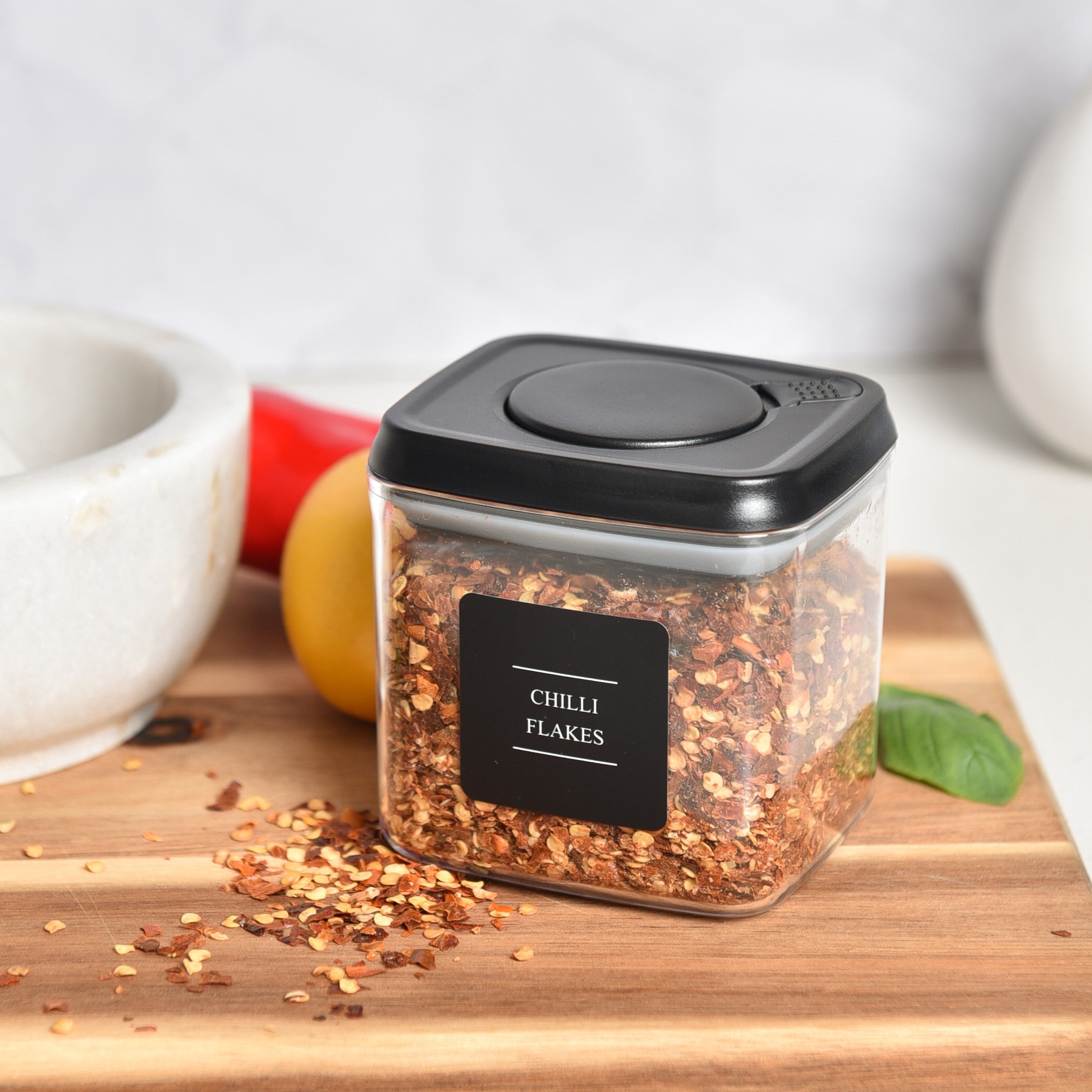 Push Top Spice Container 12 Set - Black Lid