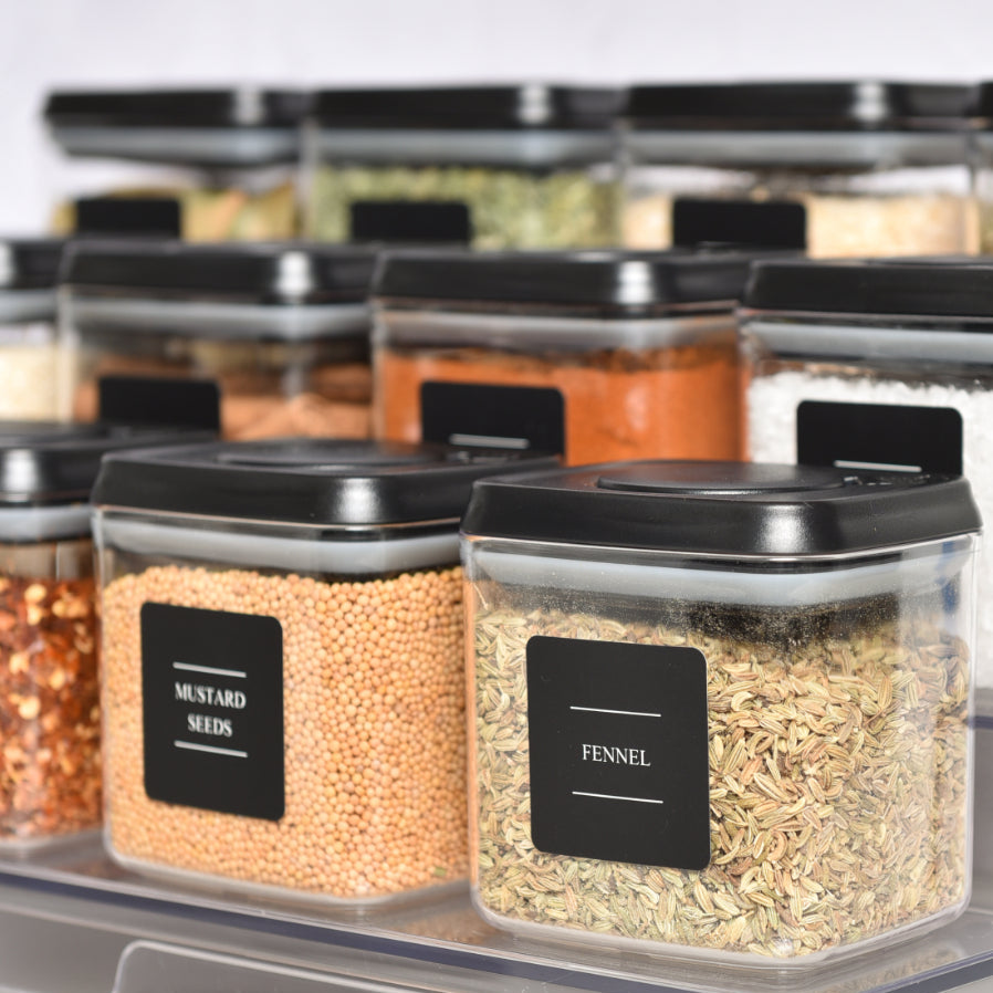 Push Top Spice Container 12 Set - Black Lid