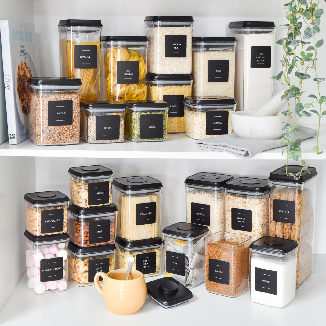 Push Top Pantry Container 900ml - Black Lid