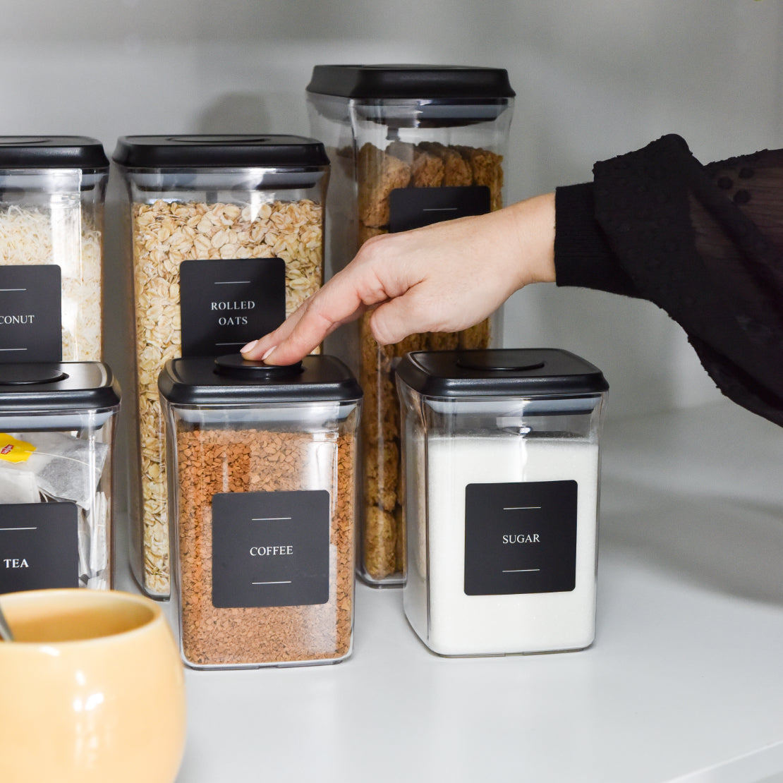 Push Top Pantry Container 23 Set - Black Lid