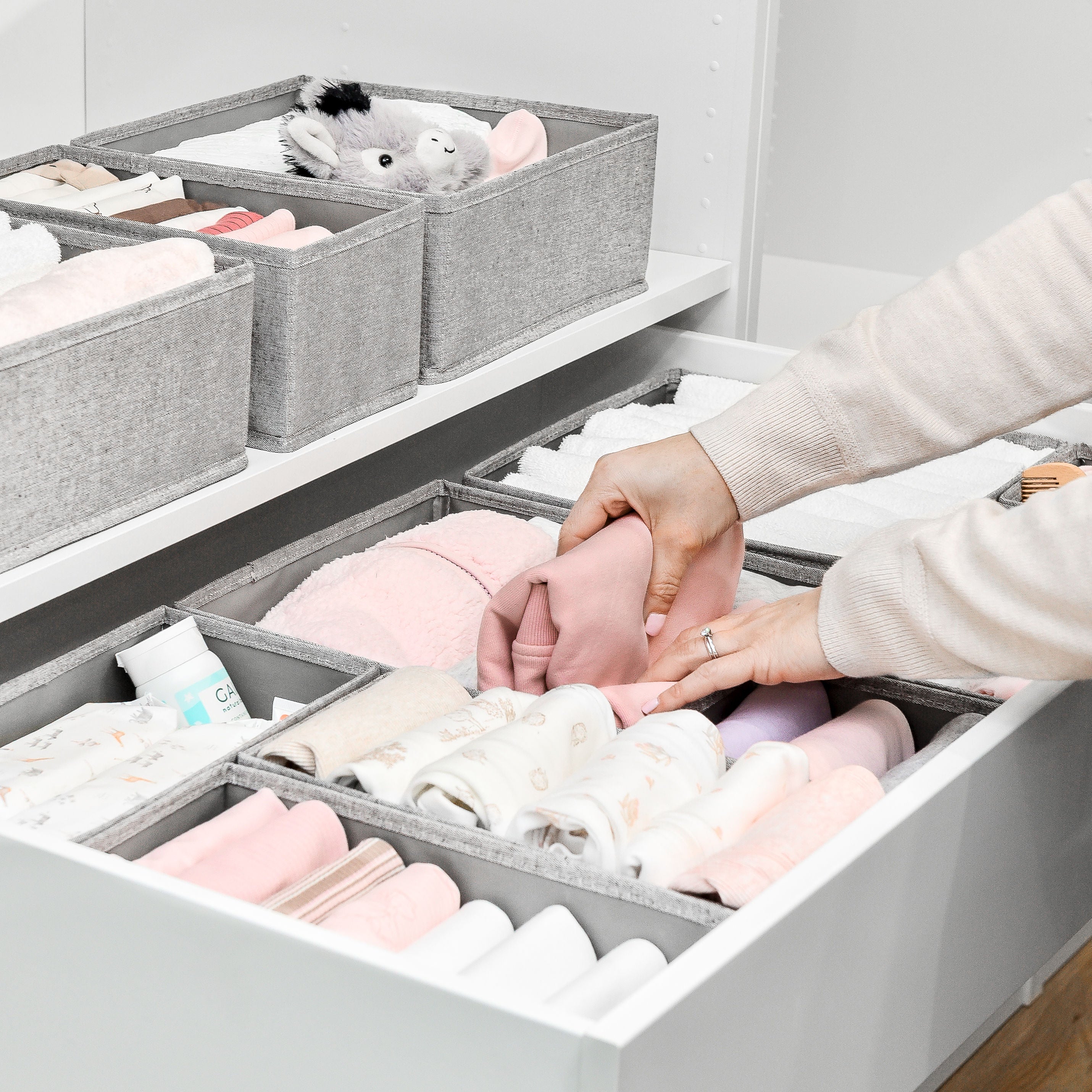12pc Drawer Organiser Set - Pebble Grey