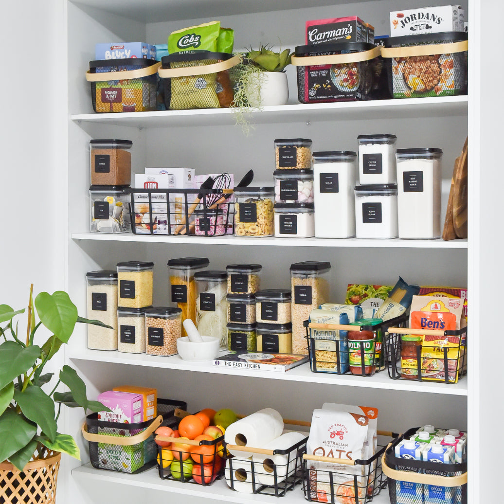 black pantry containers