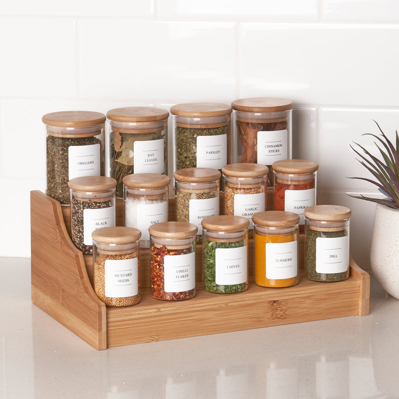 Ultimate Bamboo / Glass Jar Pantry Container Set