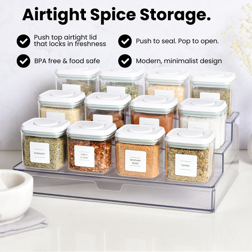 Push Top Spice Container Set - White Lid