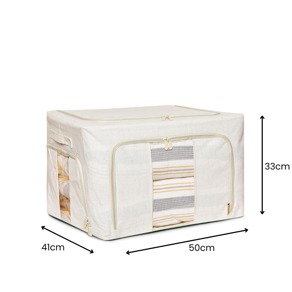 FoldAway Collapsible Linen Storage Box 2 Set - Beige
