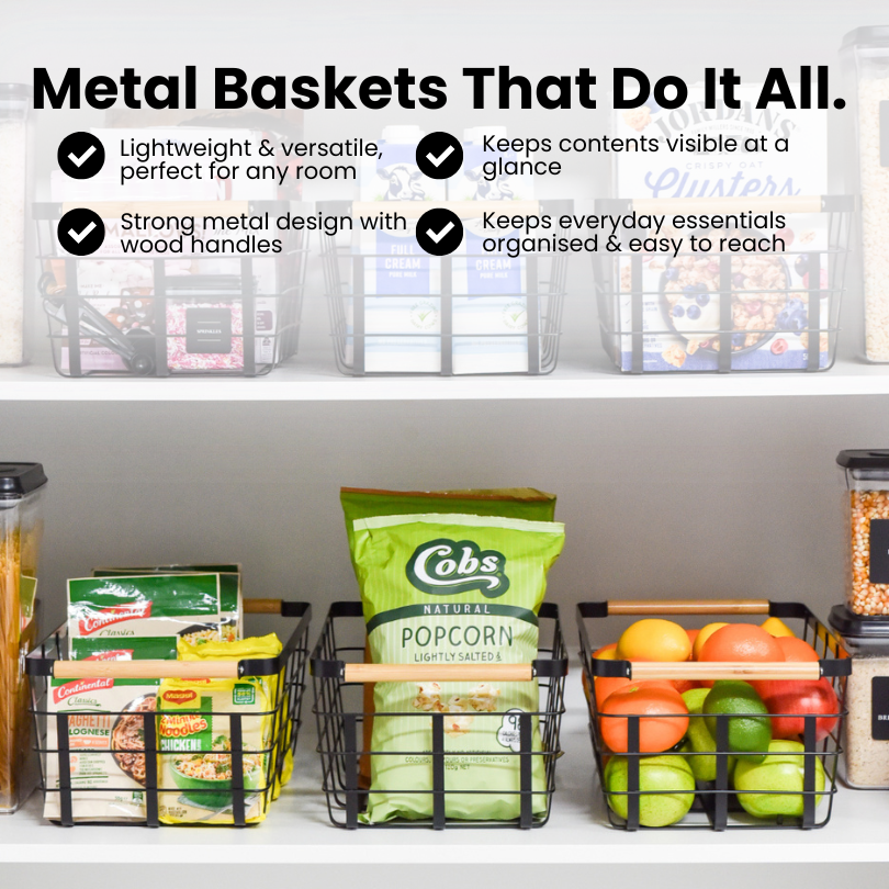 Metal Storage Basket - Black