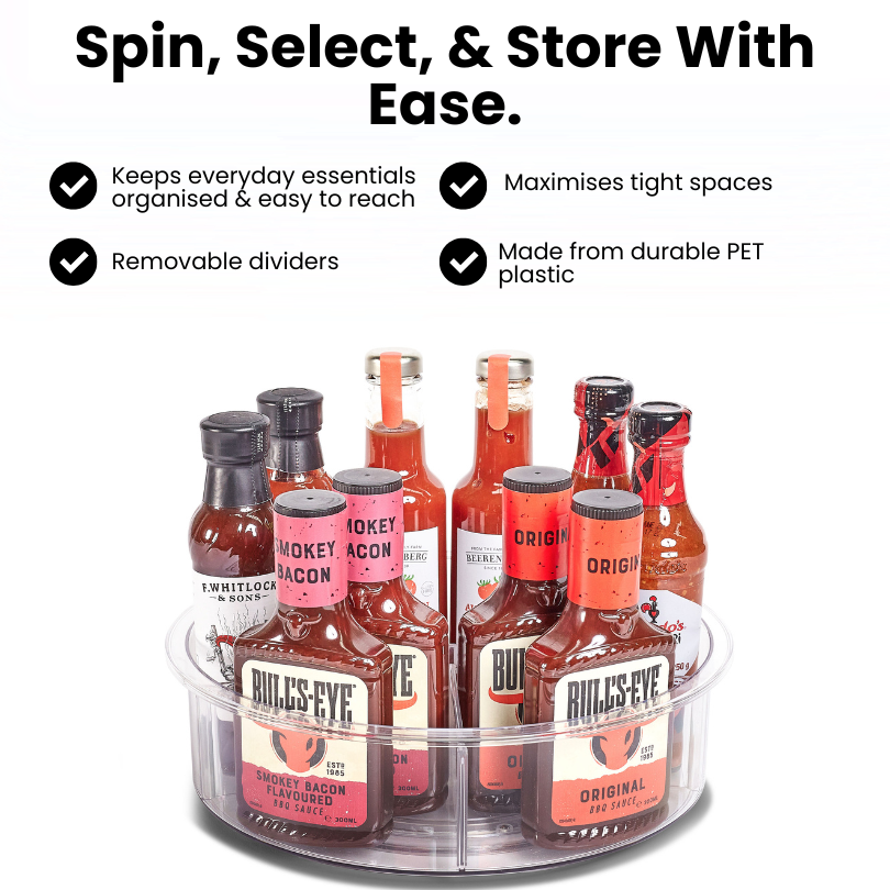 Clear Turntable / Lazy Susan with Dividers