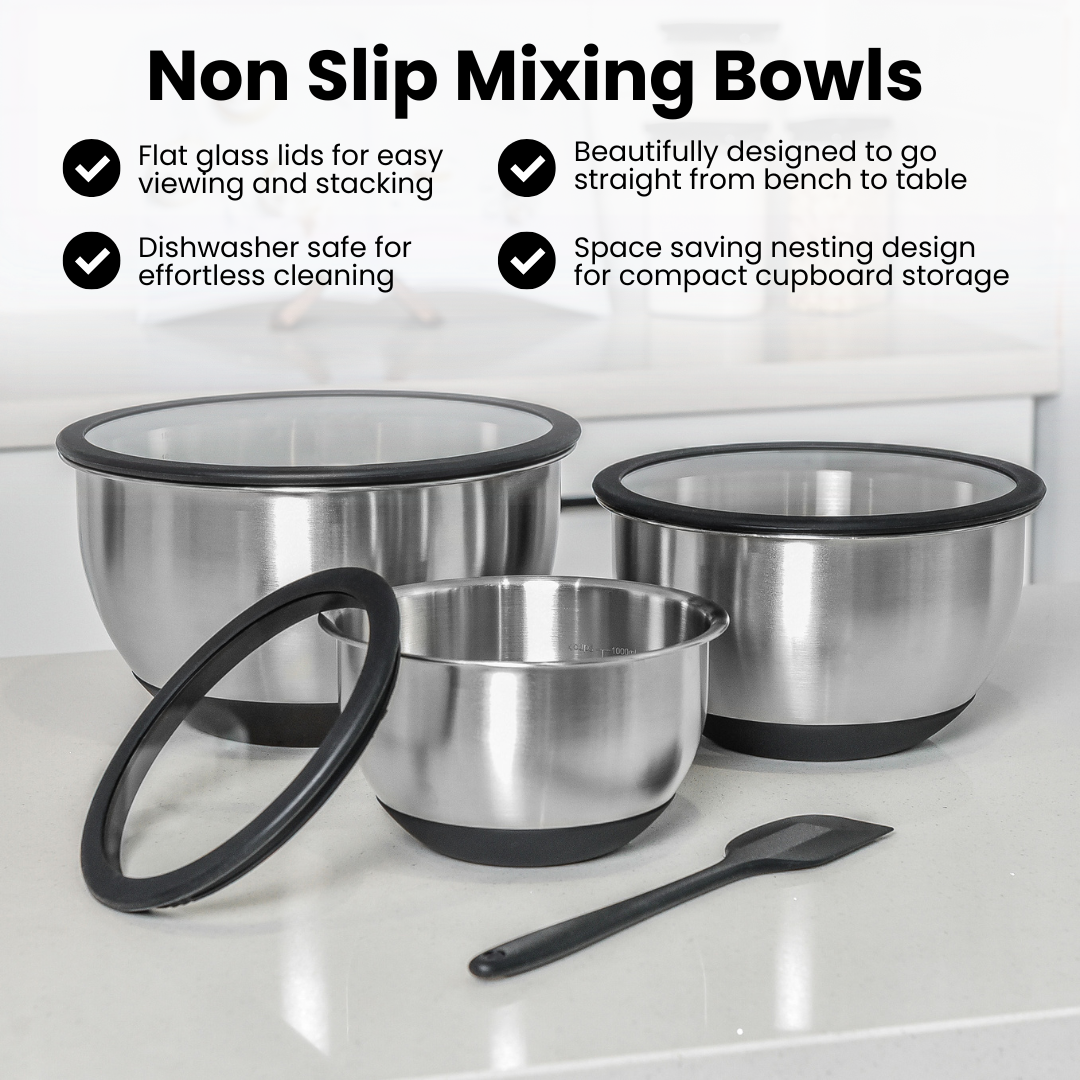 Stainless Steel Mixing Bowl Set - Black