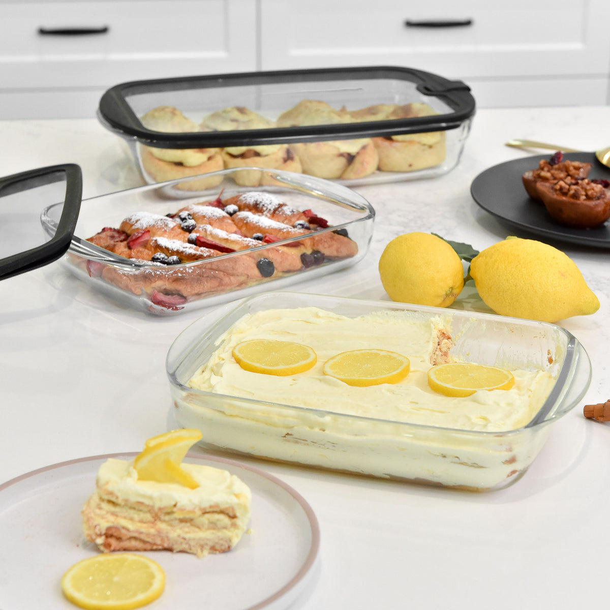 Glass Baking Dish - 3 Set - Black