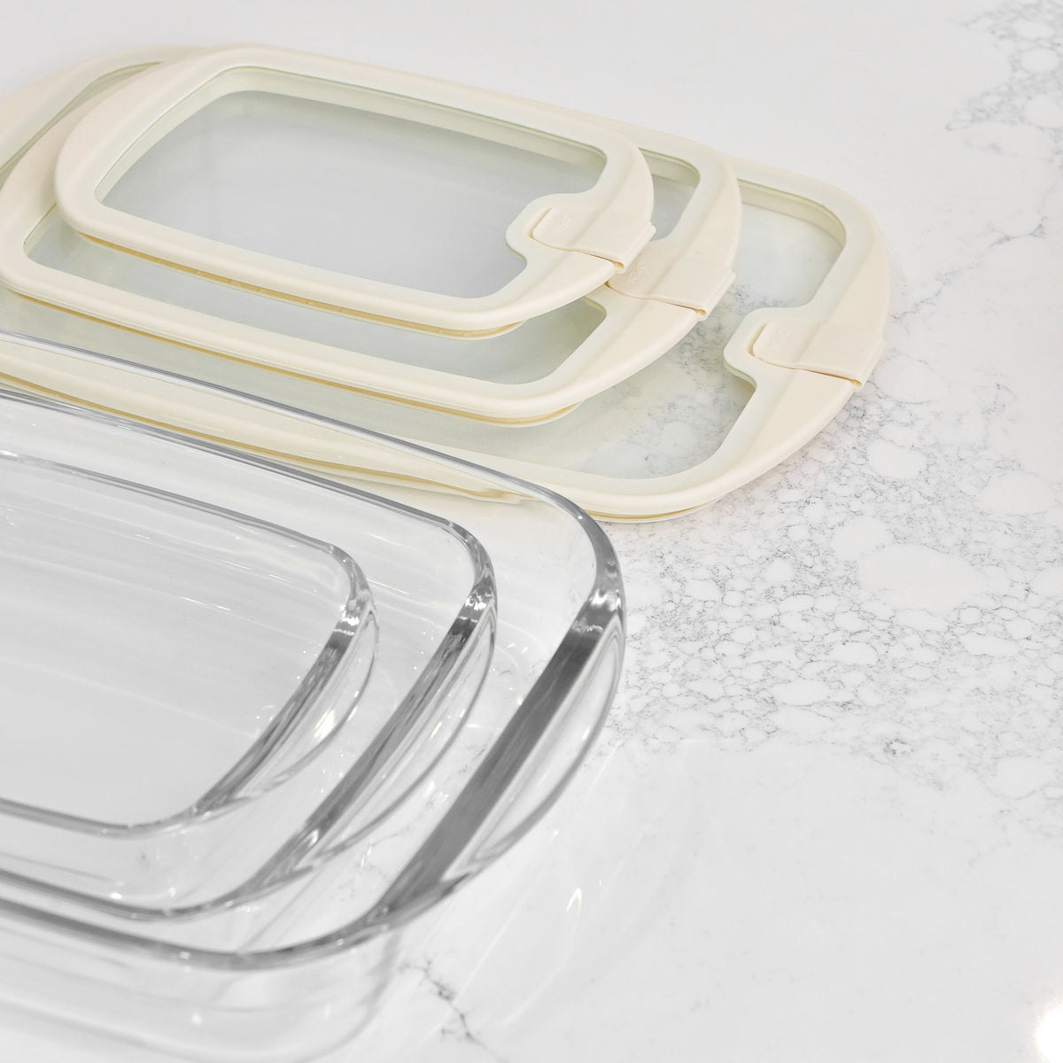 Glass Baking Dish - 3 Set - Cream