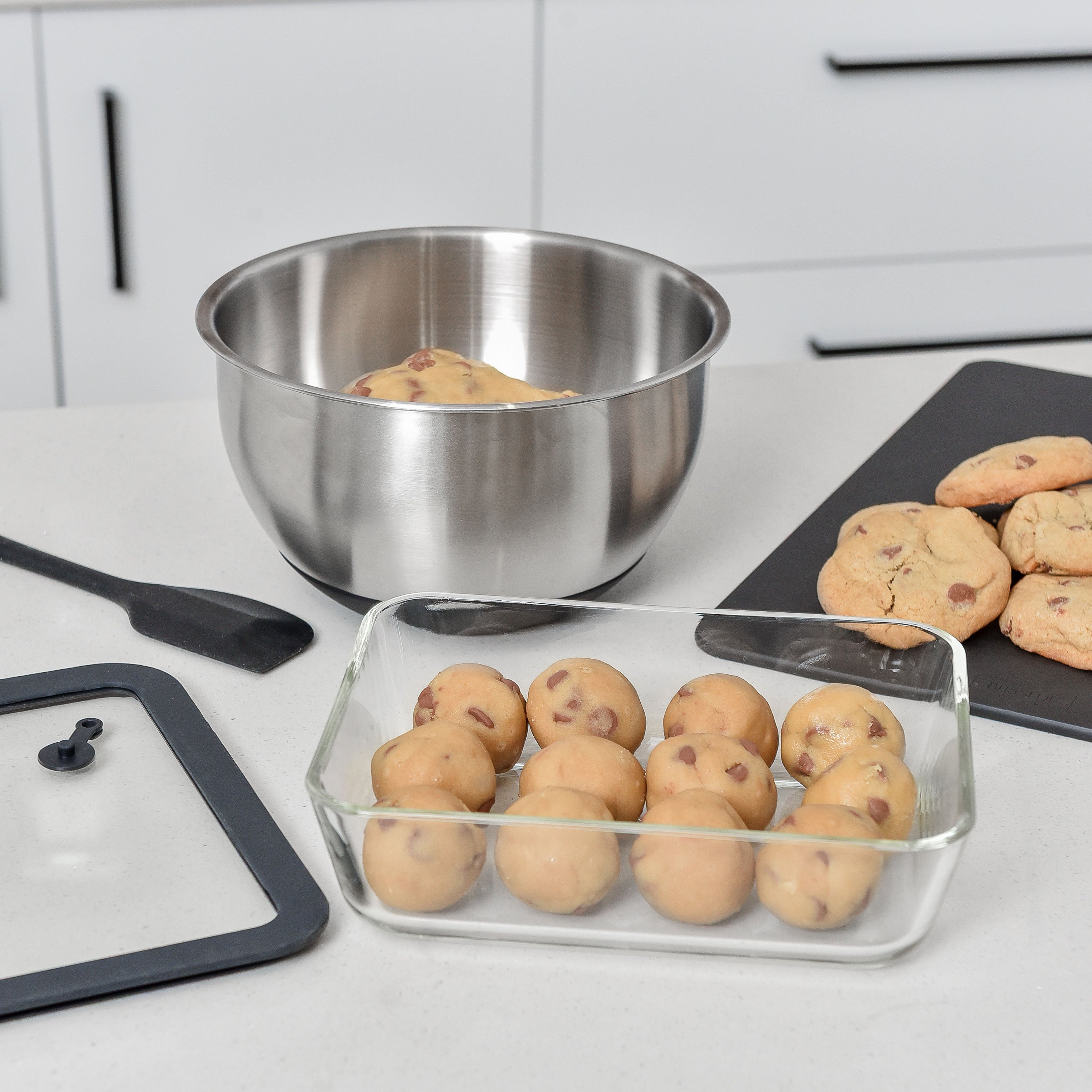 Meal Prep Glass Food Container - 8 Set Rectangle - Black