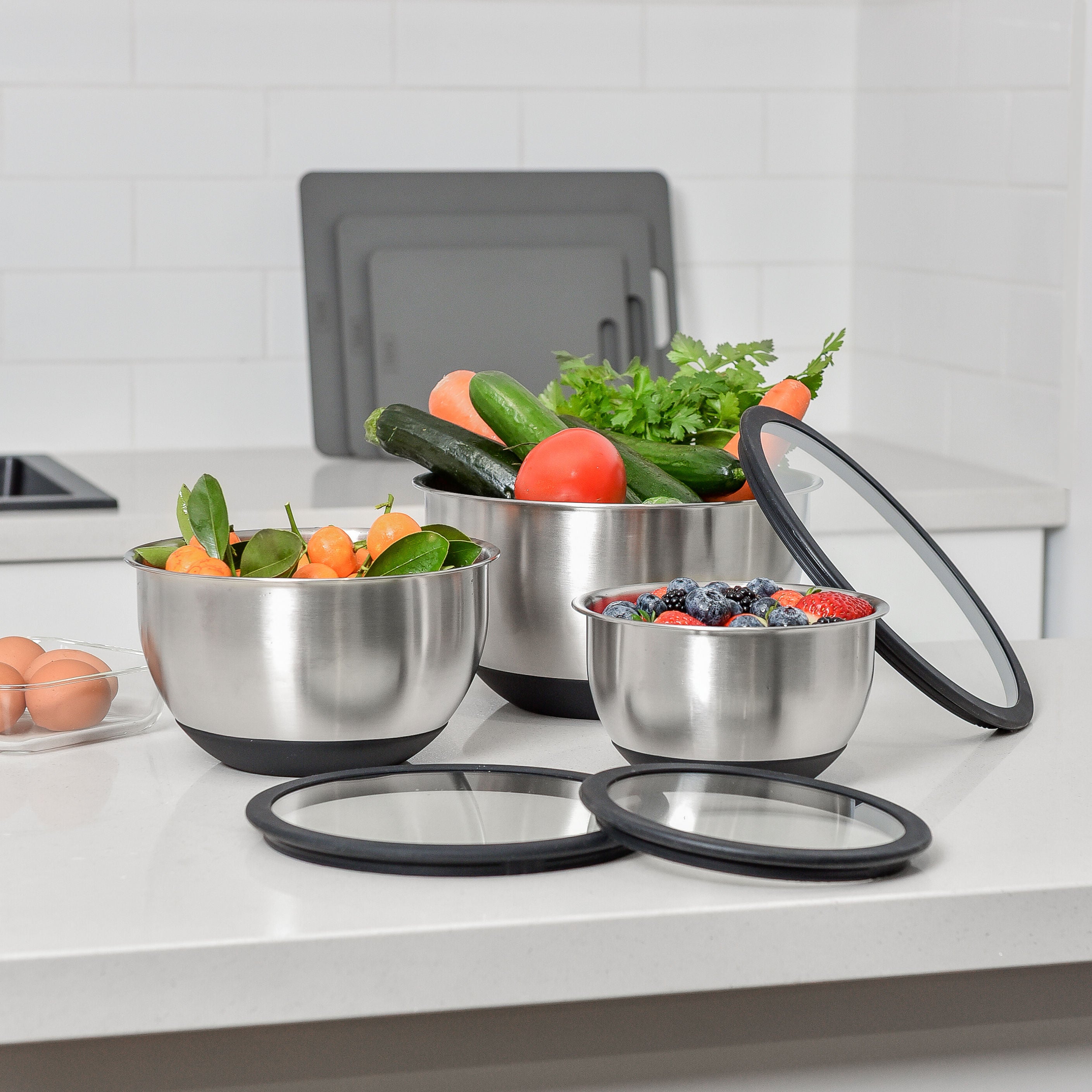 Stainless Steel Mixing Bowl Set - Black
