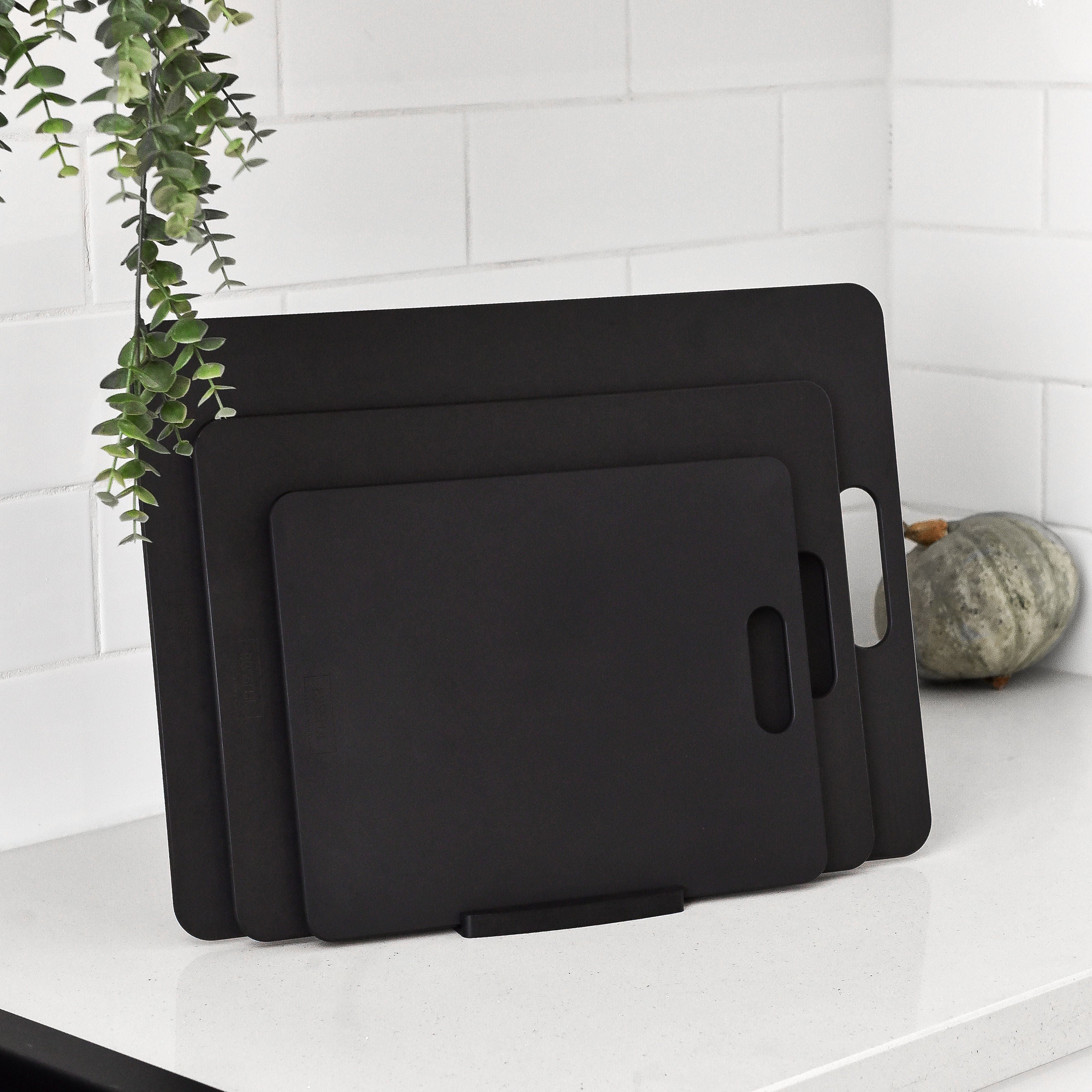 Wood Fibre Chopping Board w/ Stand - 3 Set Black