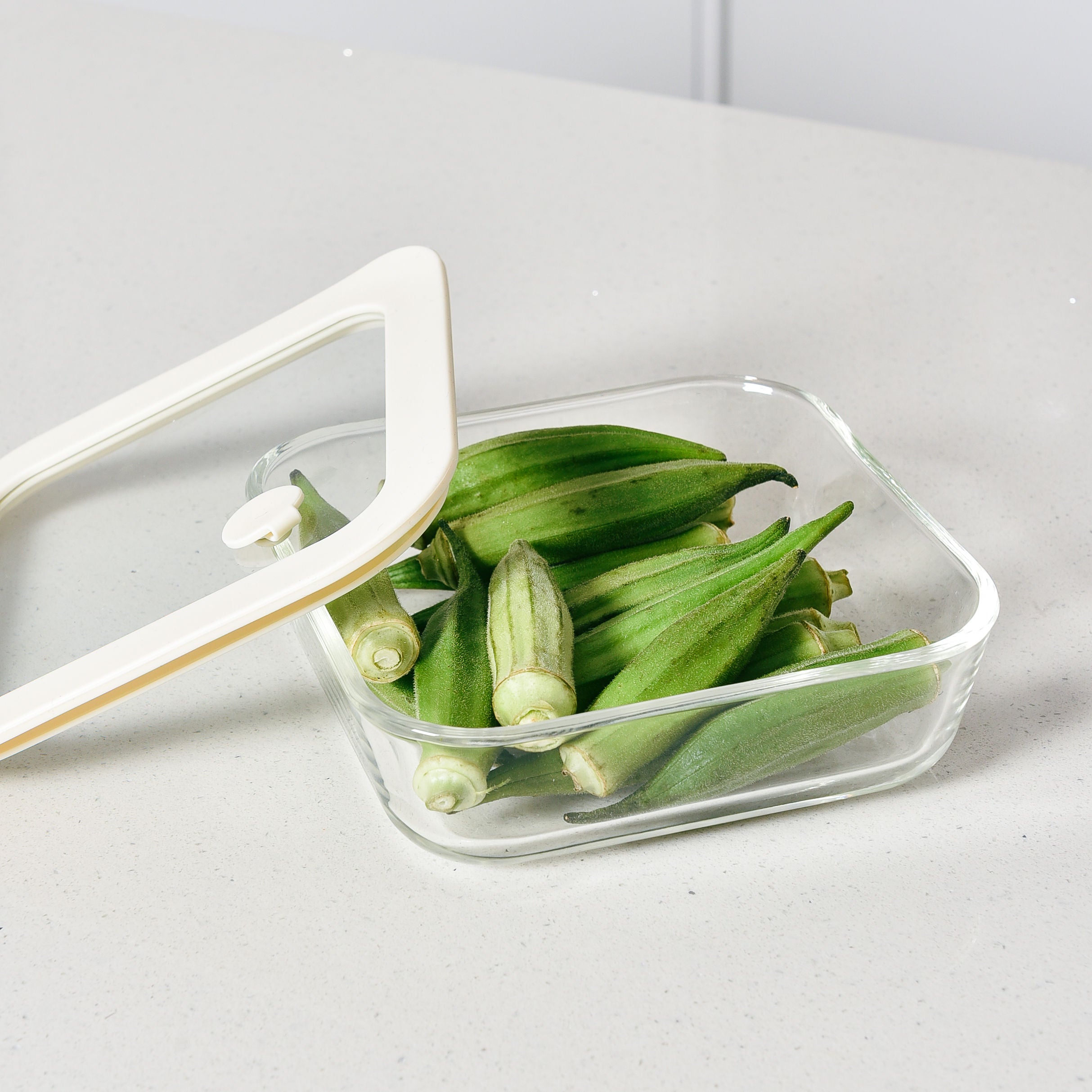 Glass Food Storage Containers Cream - 3 Set Square