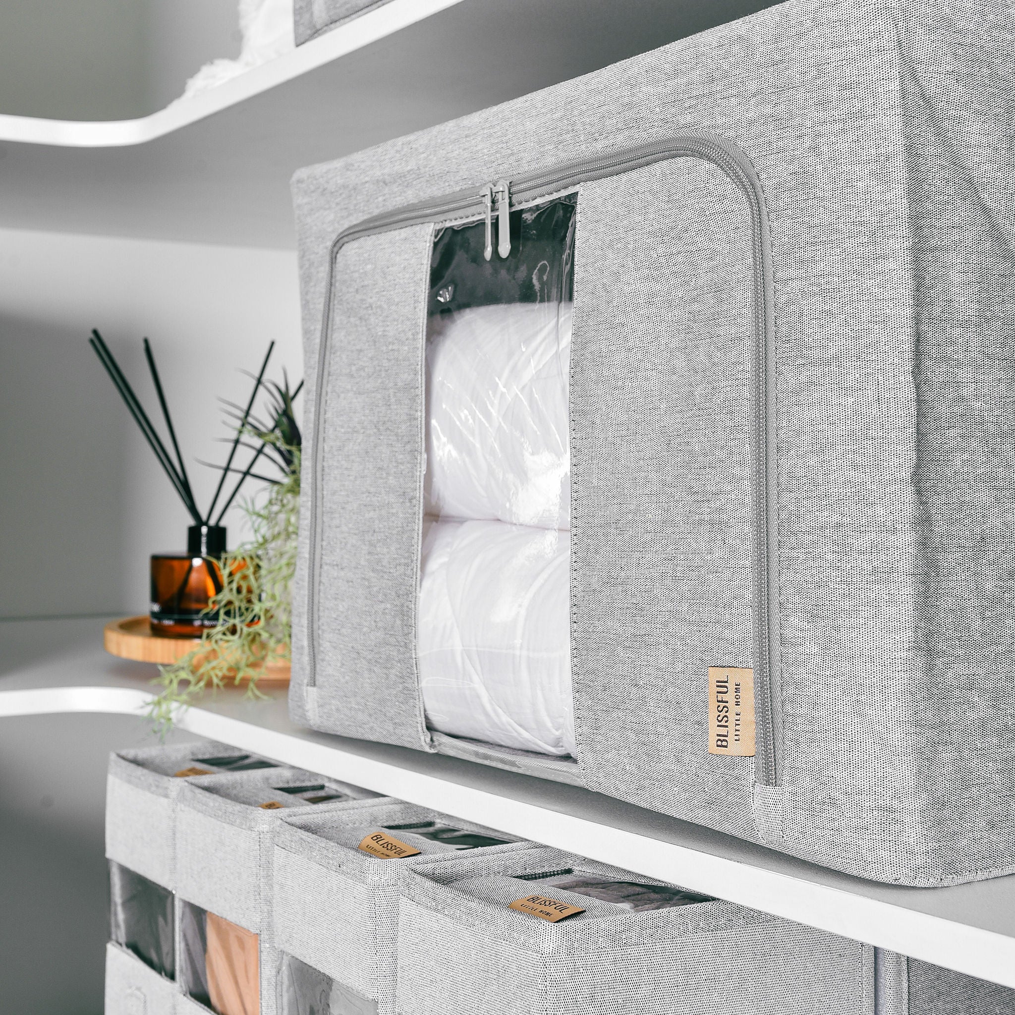 Linen Storage Box 12 Set - Pebble Grey