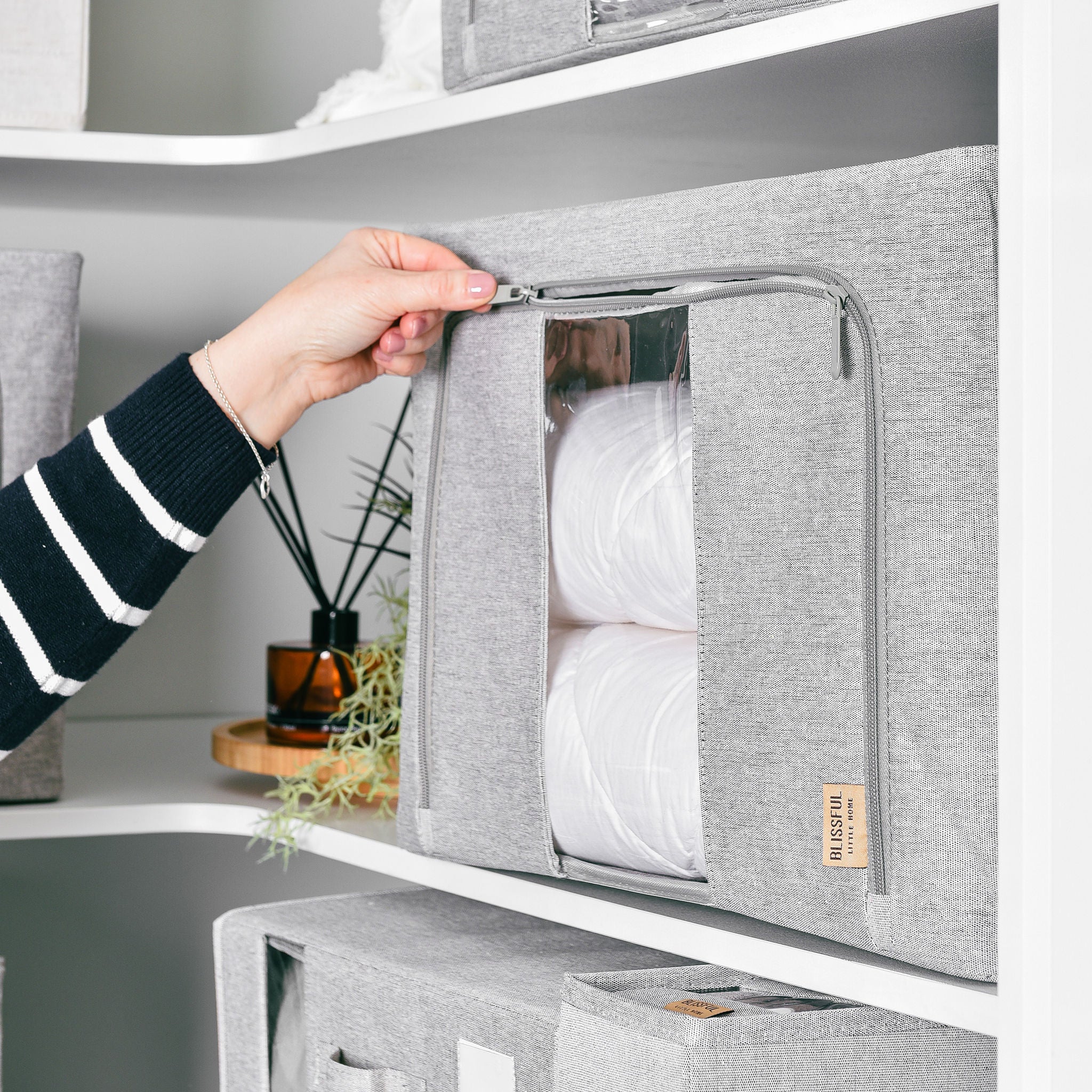Linen Storage Box 6 Set - Pebble Grey