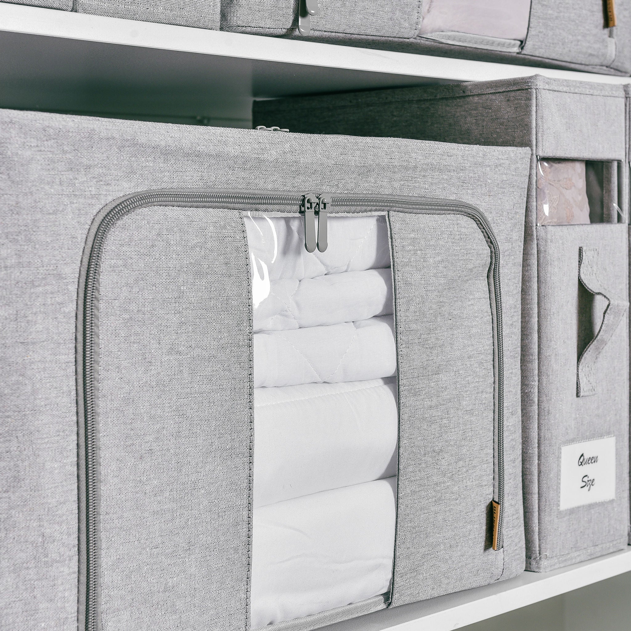 FoldAway Collapsible Linen Storage Box 2 Set - Pebble Grey
