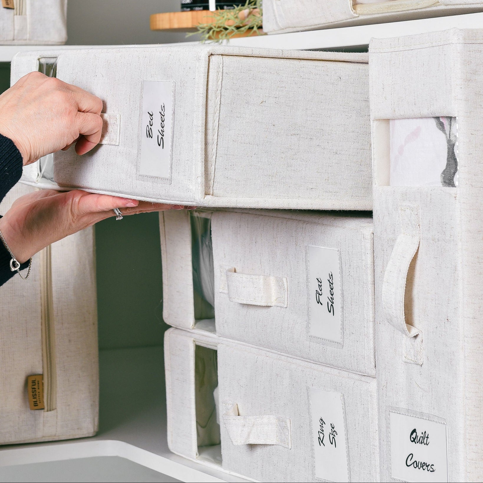 SlimFold Collapsible Linen Storage Box - Beige