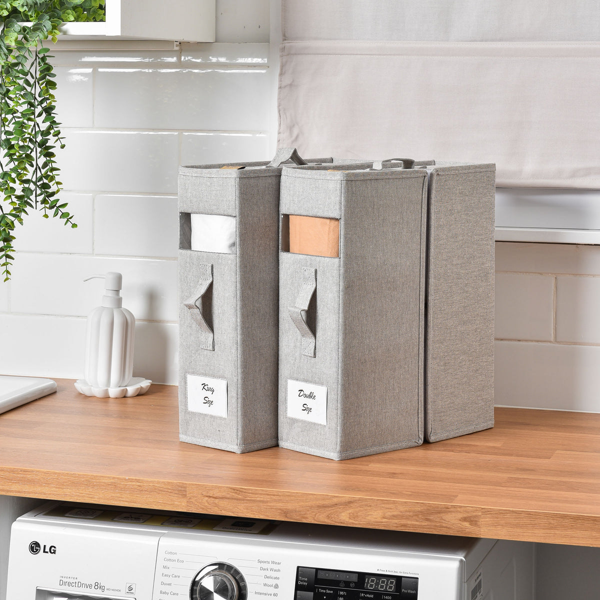 SlimFold Collapsible Linen Storage Box 2 Set - Pebble Grey