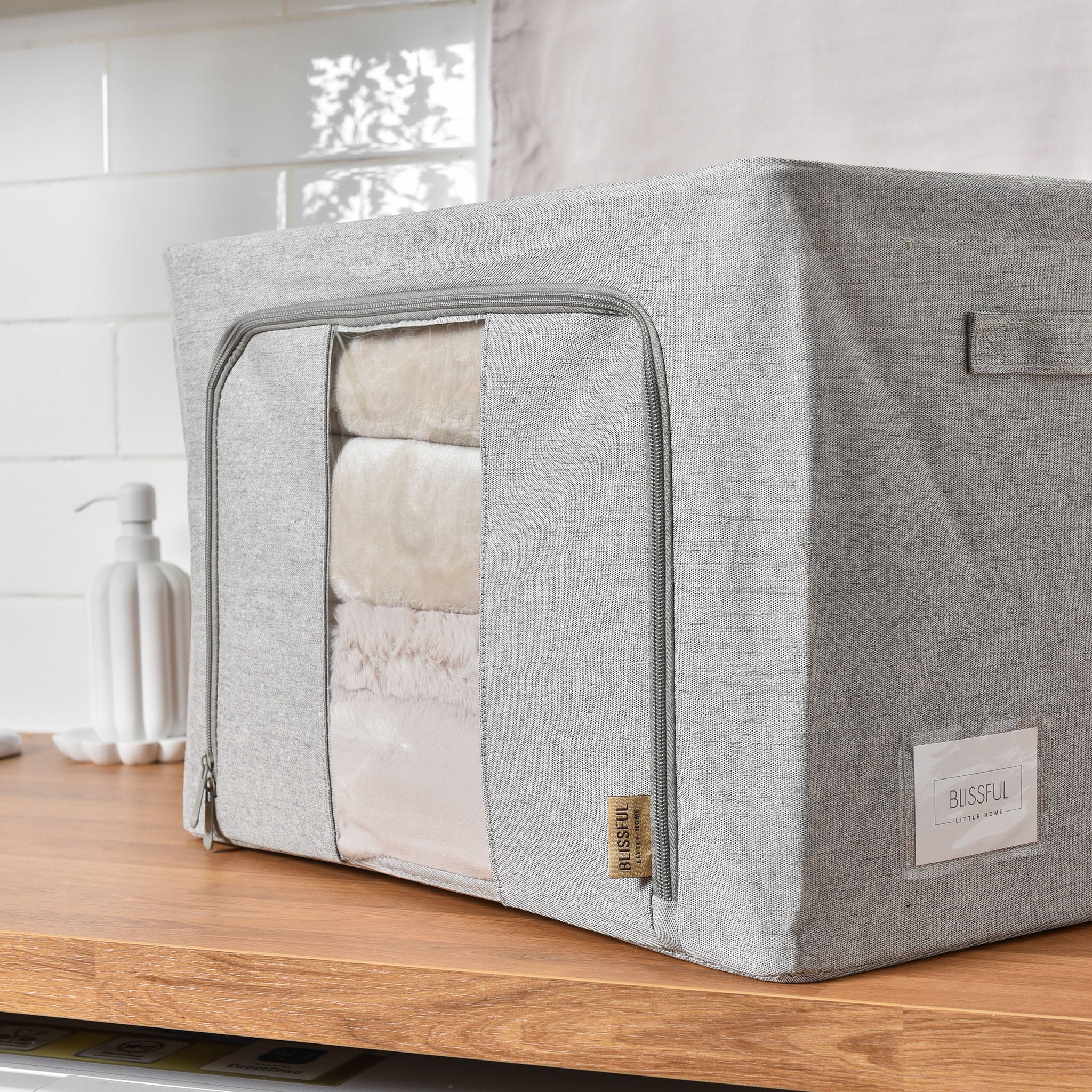 FoldAway Linen Storage Box - Pebble Grey