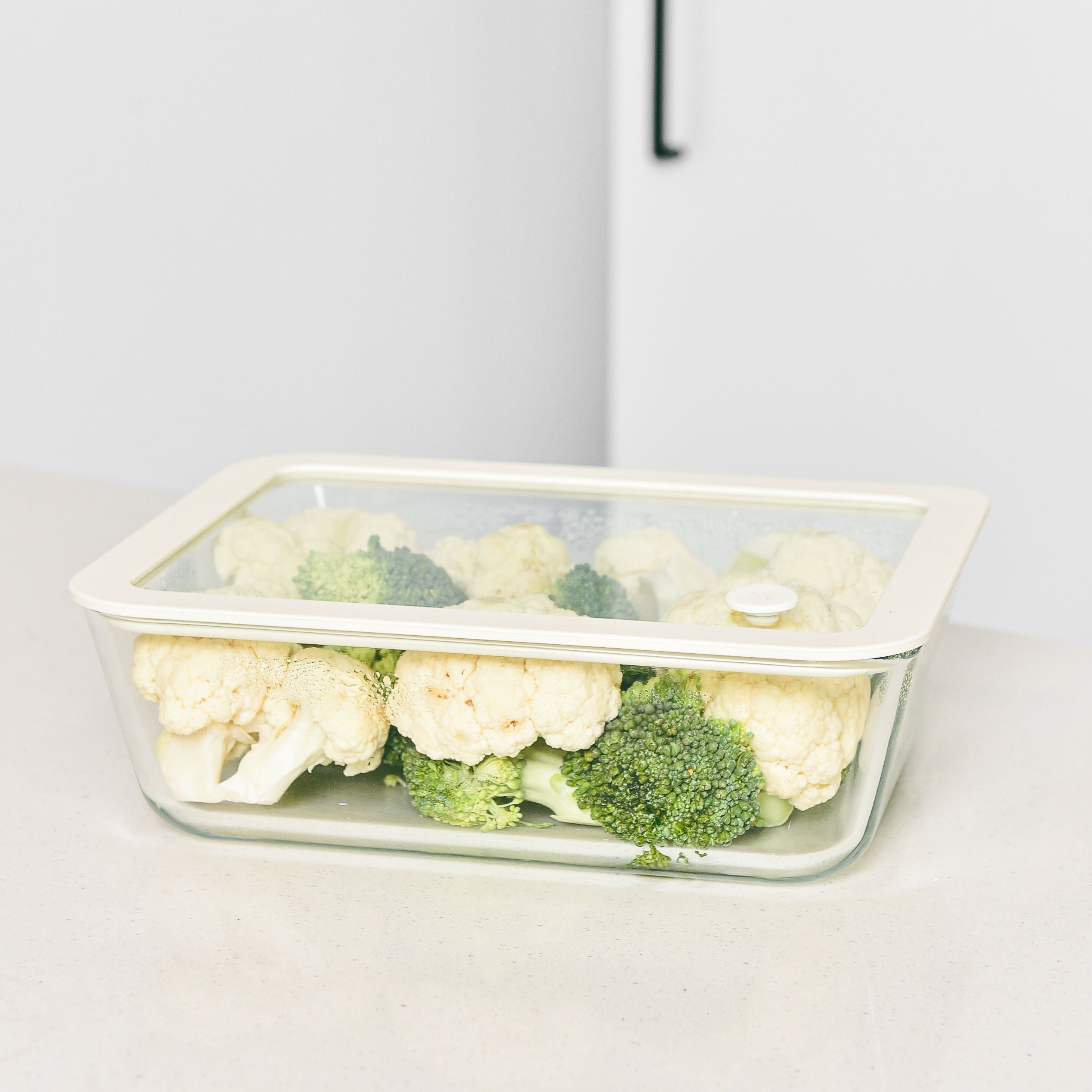 Glass Food Storage Container 2600ml - Rectangle - Cream
