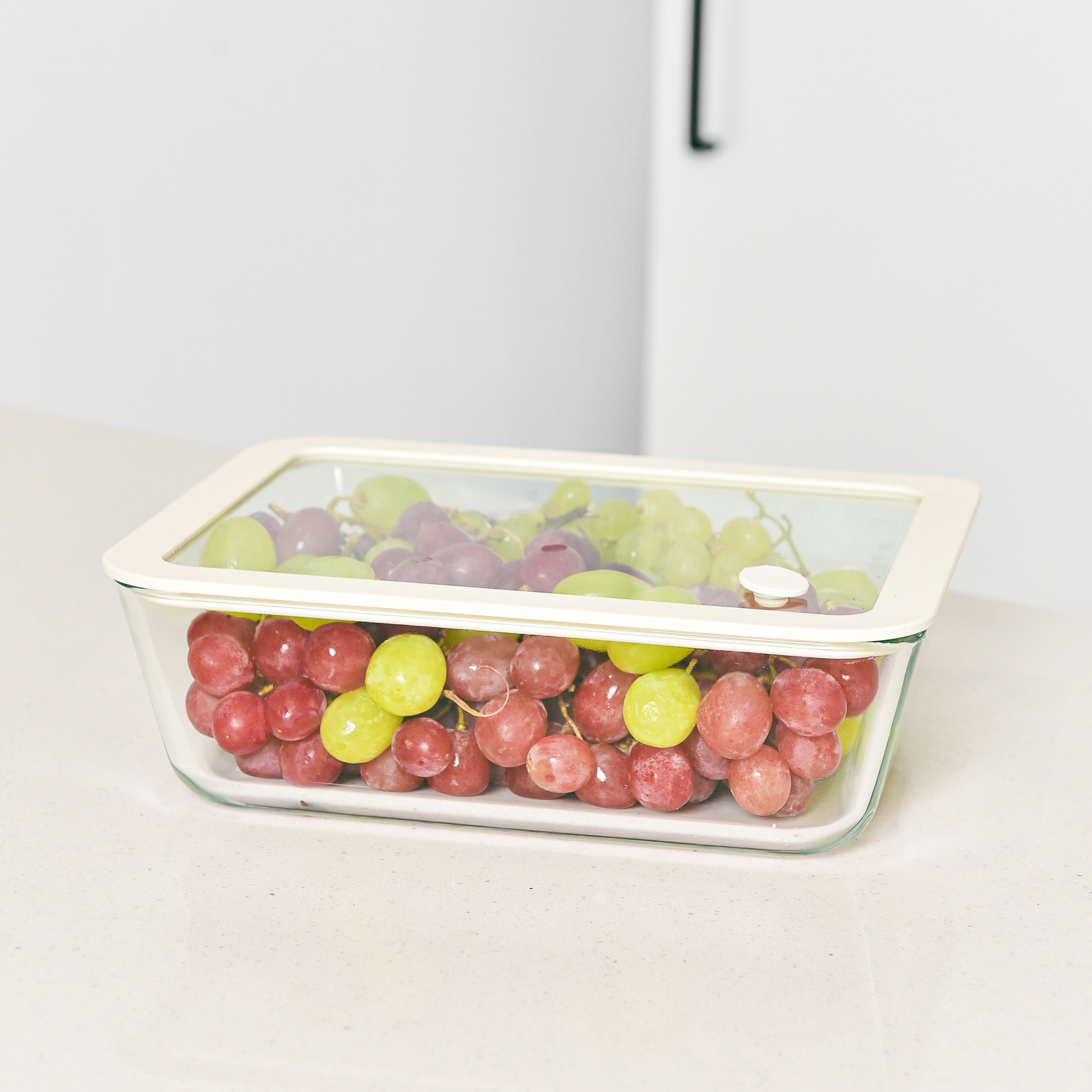 Glass Food Storage Container 2600ml - Rectangle - Cream