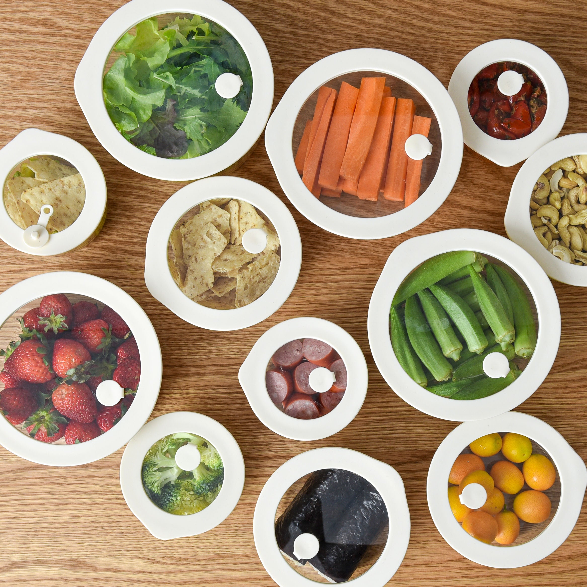 Meal Prep Glass Food Storage Containers - Round 12 Set - Cream