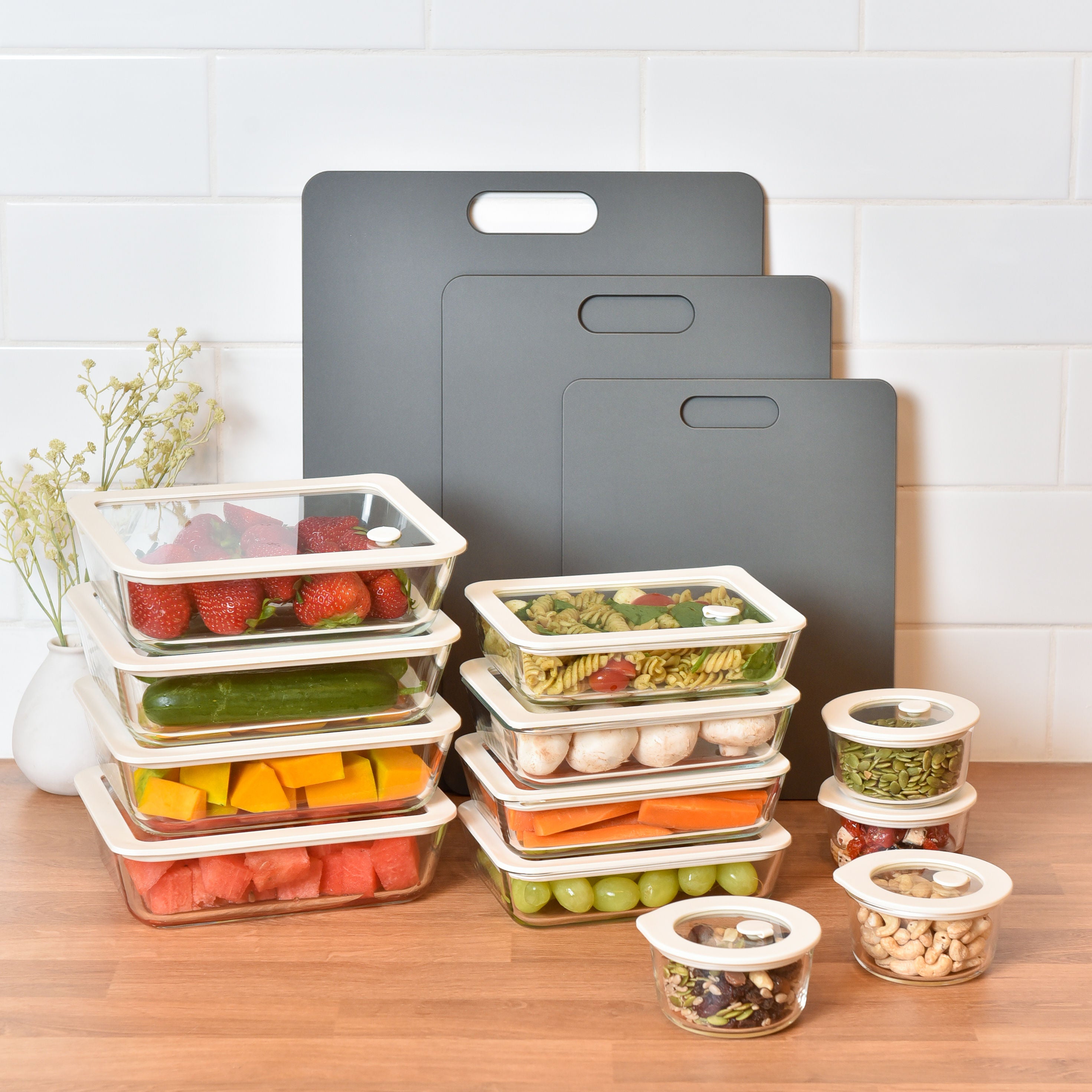 Meal Prep / Chopping Board Bundle - Grey / Cream - Large