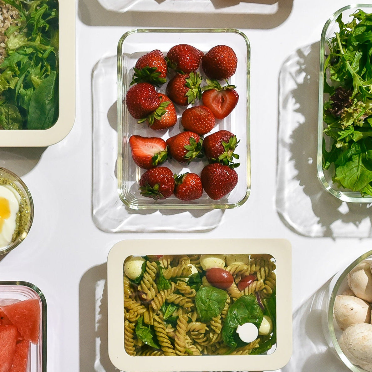 Glass Food Storage Container 700ml - Rectangle - Cream